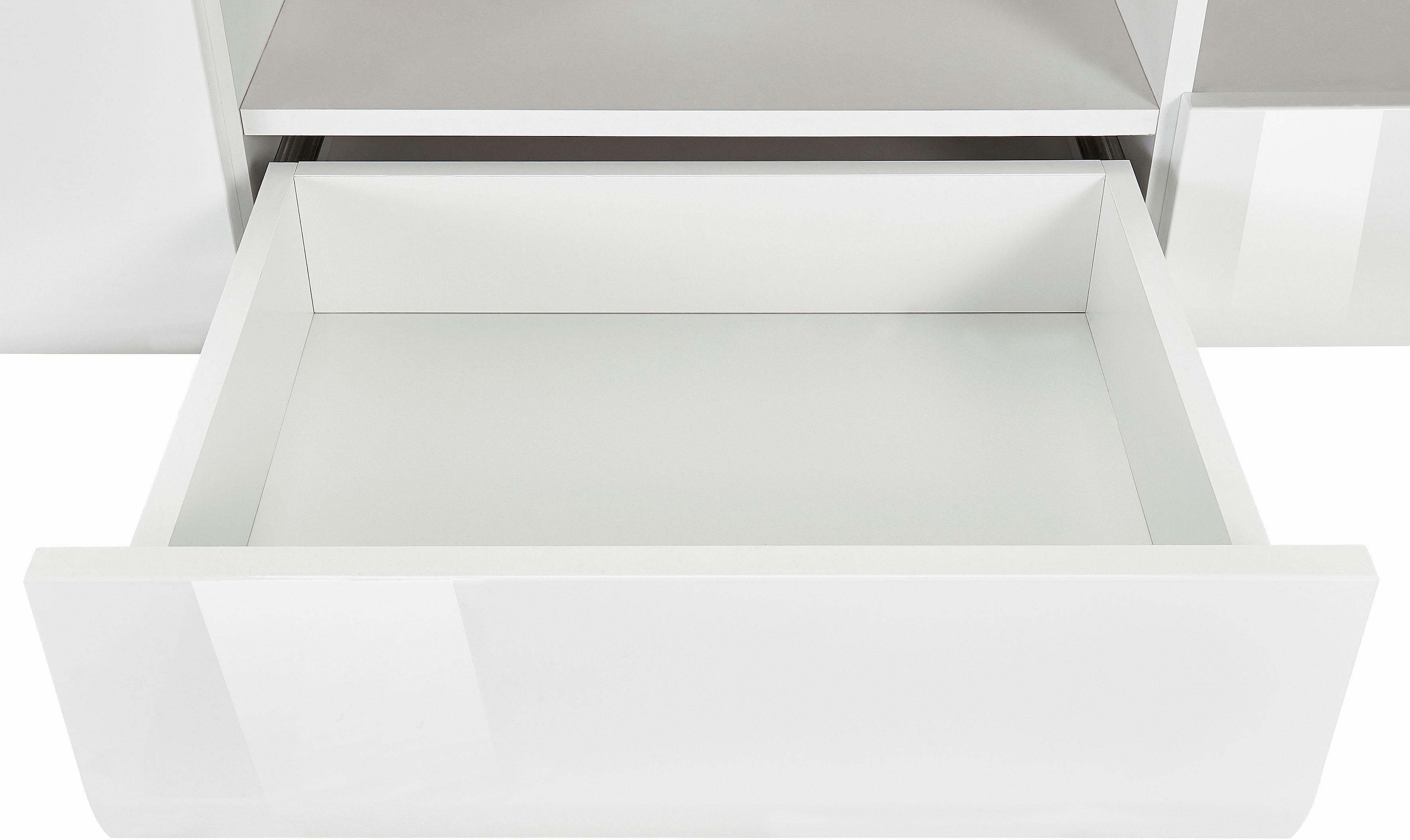INOSIGN Wandmeubel Toledo, breedte 391cm stijlvolle mediawand zonder verlichting Opbouwwand (vitrine, lowboard, highboard, 2x hangplank) MDF hoogglans fronten (set, 5 stuks)