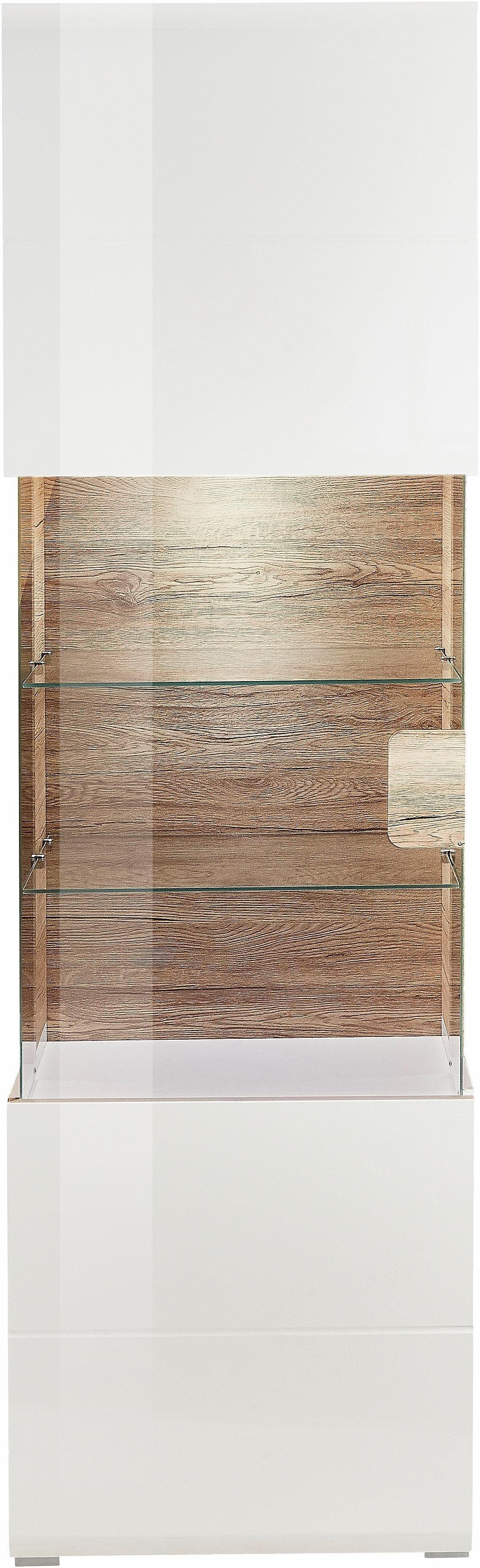 INOSIGN Vitrinekast Toledo, hoogte 204 cm trendy glazen vitrine met decoratieve frezingen Standvitrine zonder verlichting, veel opbergruimte, hoogglans front MDF