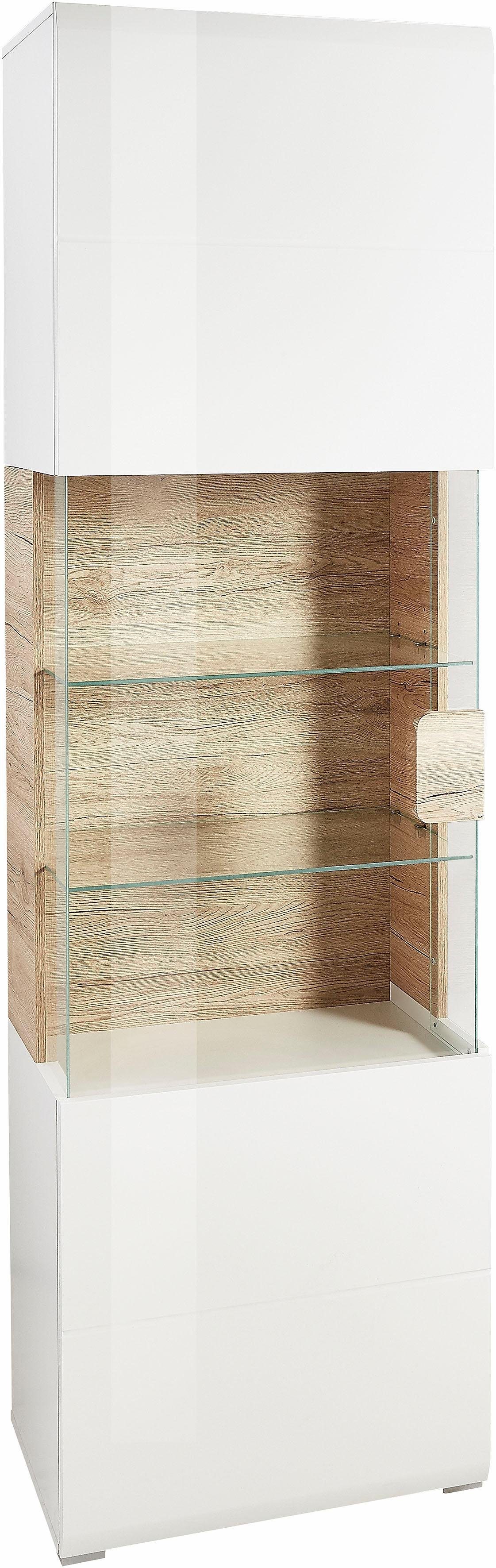 INOSIGN Vitrinekast Toledo, hoogte 204 cm trendy glazen vitrine met decoratieve frezingen Standvitrine zonder verlichting, veel opbergruimte, hoogglans front MDF