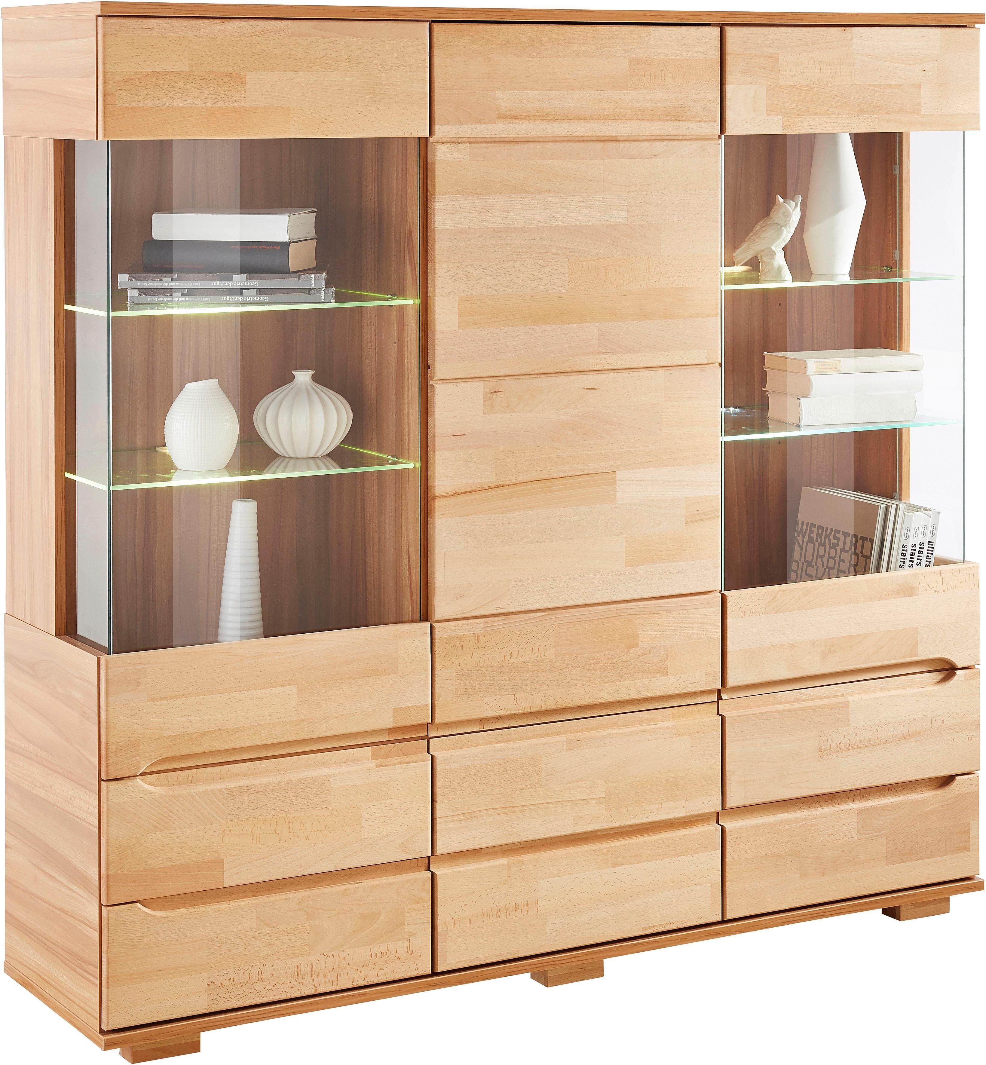 Home affaire Highboard Ribe,150cm breit,40 cm tief,Fronten Massivholz,9 Fächer Breedte 150 cm