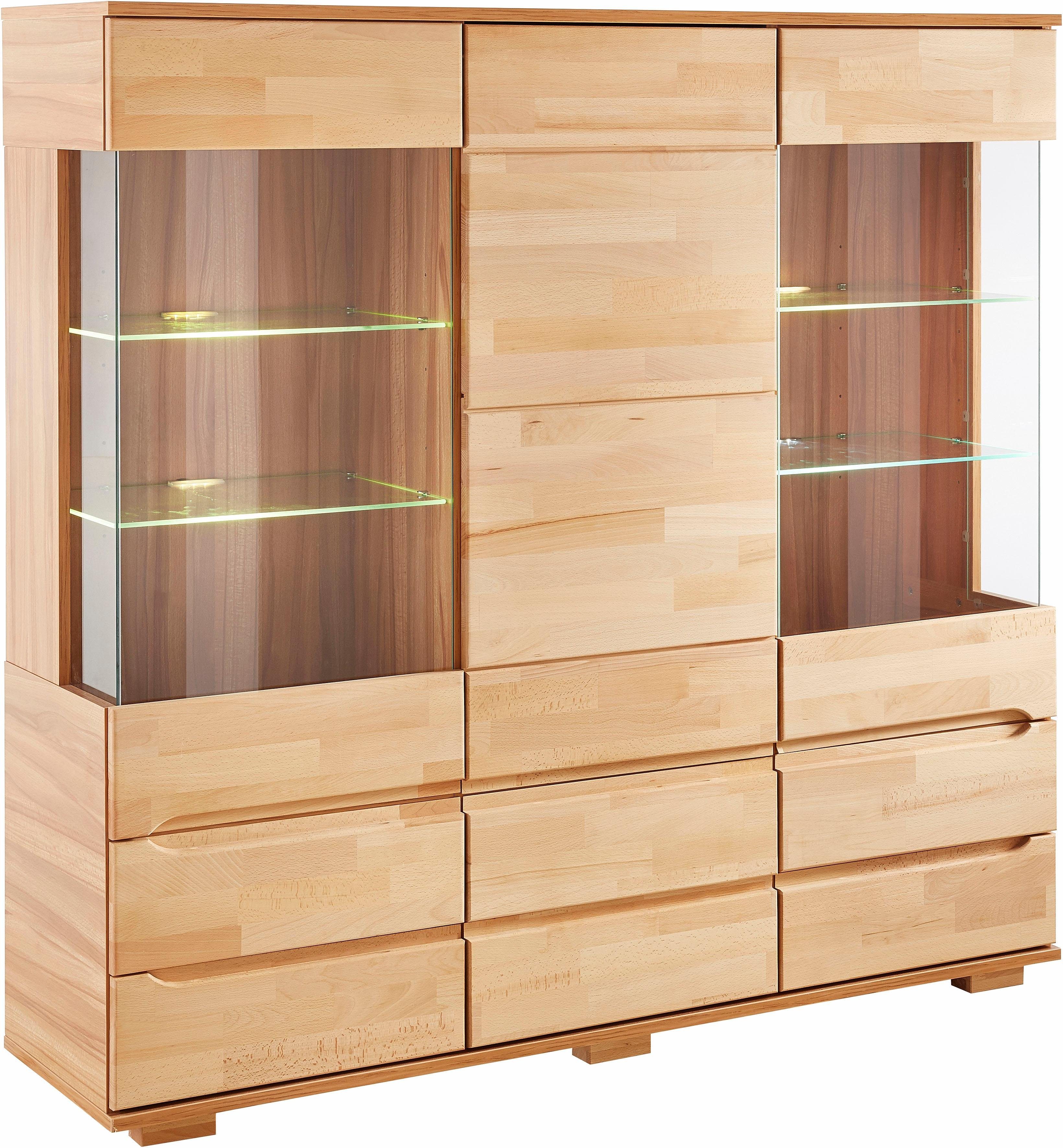 Home affaire Highboard Ribe,150cm breit,40 cm tief,Fronten Massivholz,9 Fächer Breedte 150 cm