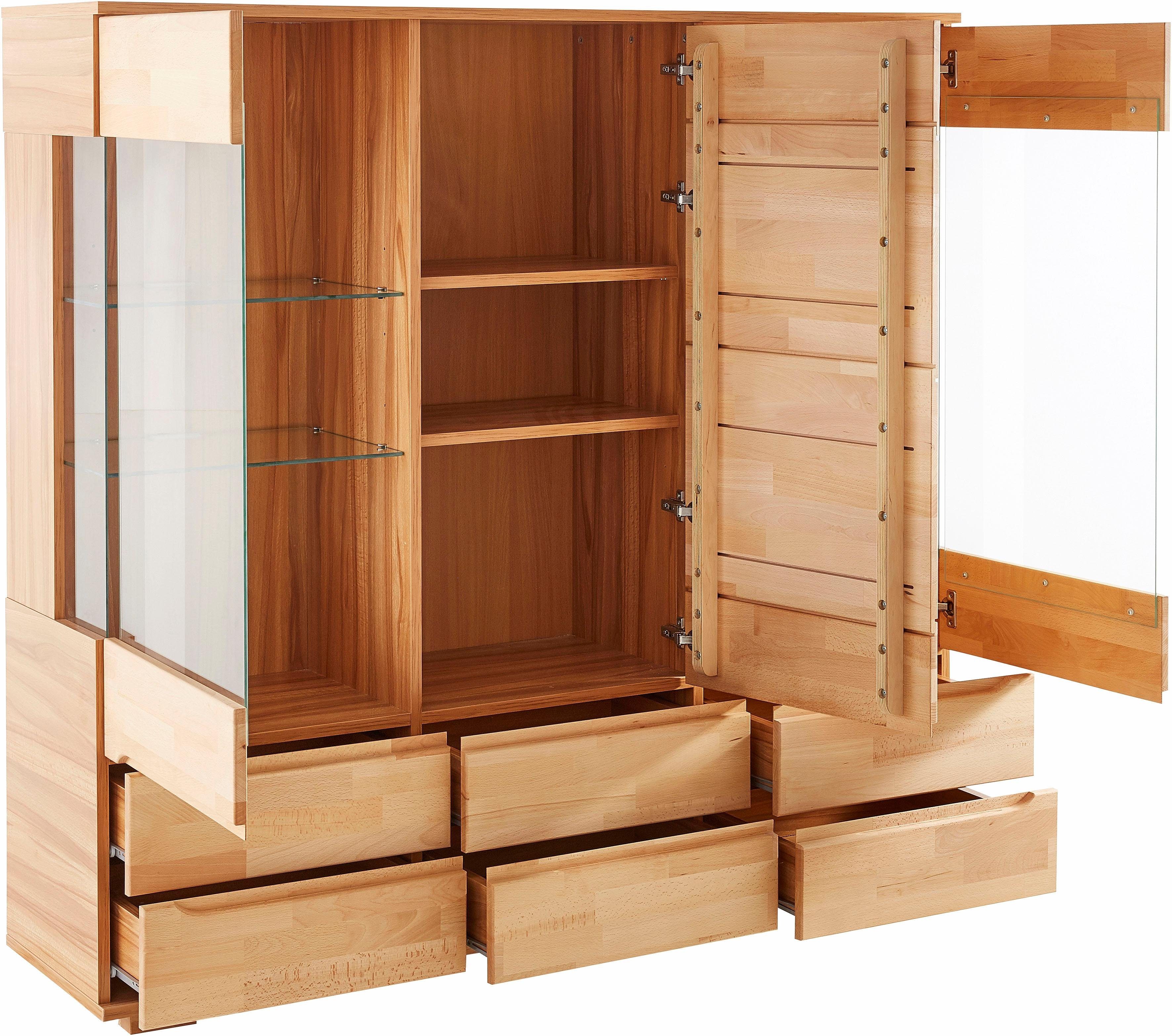 Home affaire Highboard Ribe,150cm breit,40 cm tief,Fronten Massivholz,9 Fächer Breedte 150 cm