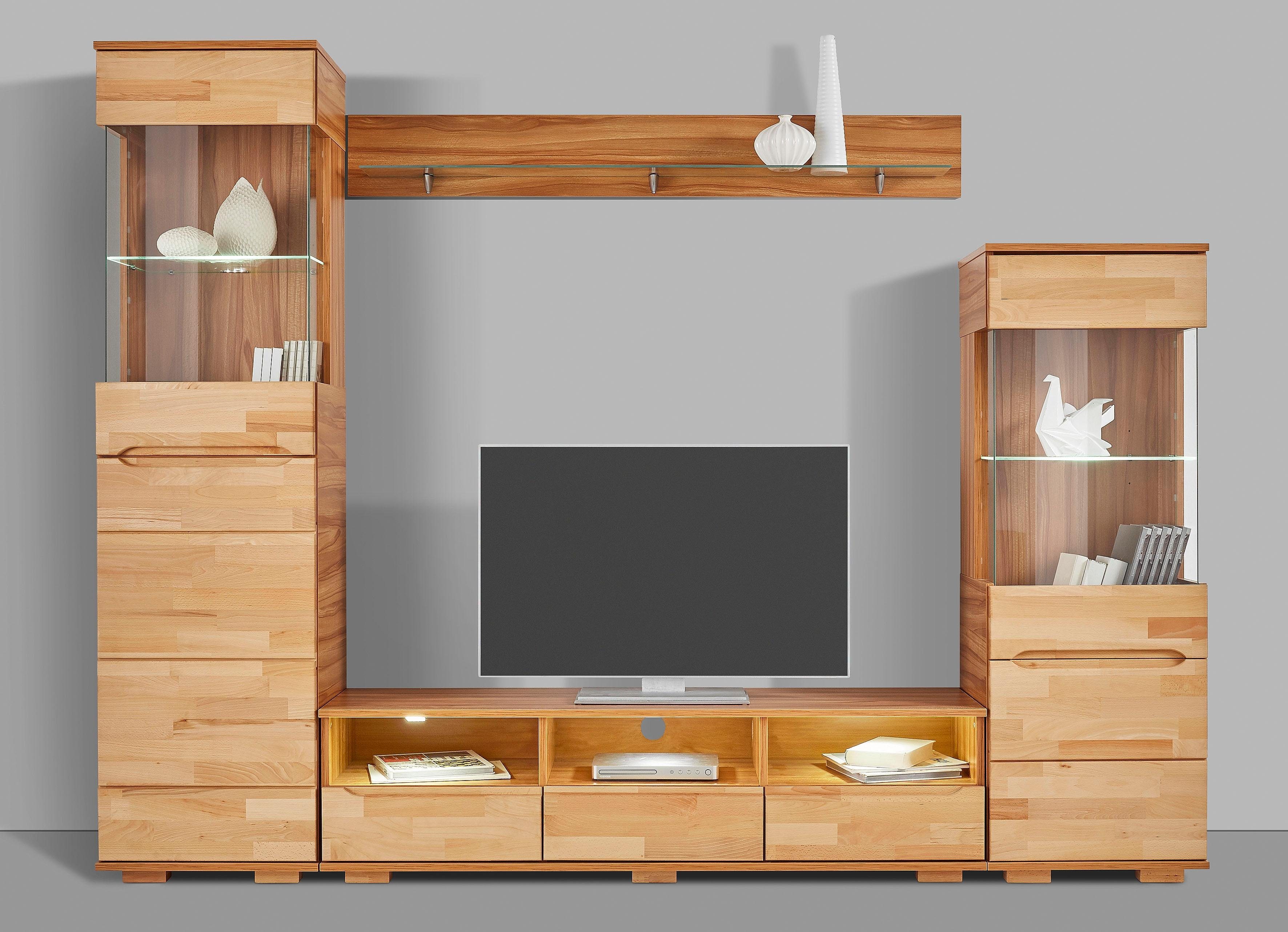 Home affaire Wandmeubel Vetro,Fronten Massivholz,Korpus Holzwekstoff,Griffmulden gedeeltelijk massief hout (set, 4-delig)