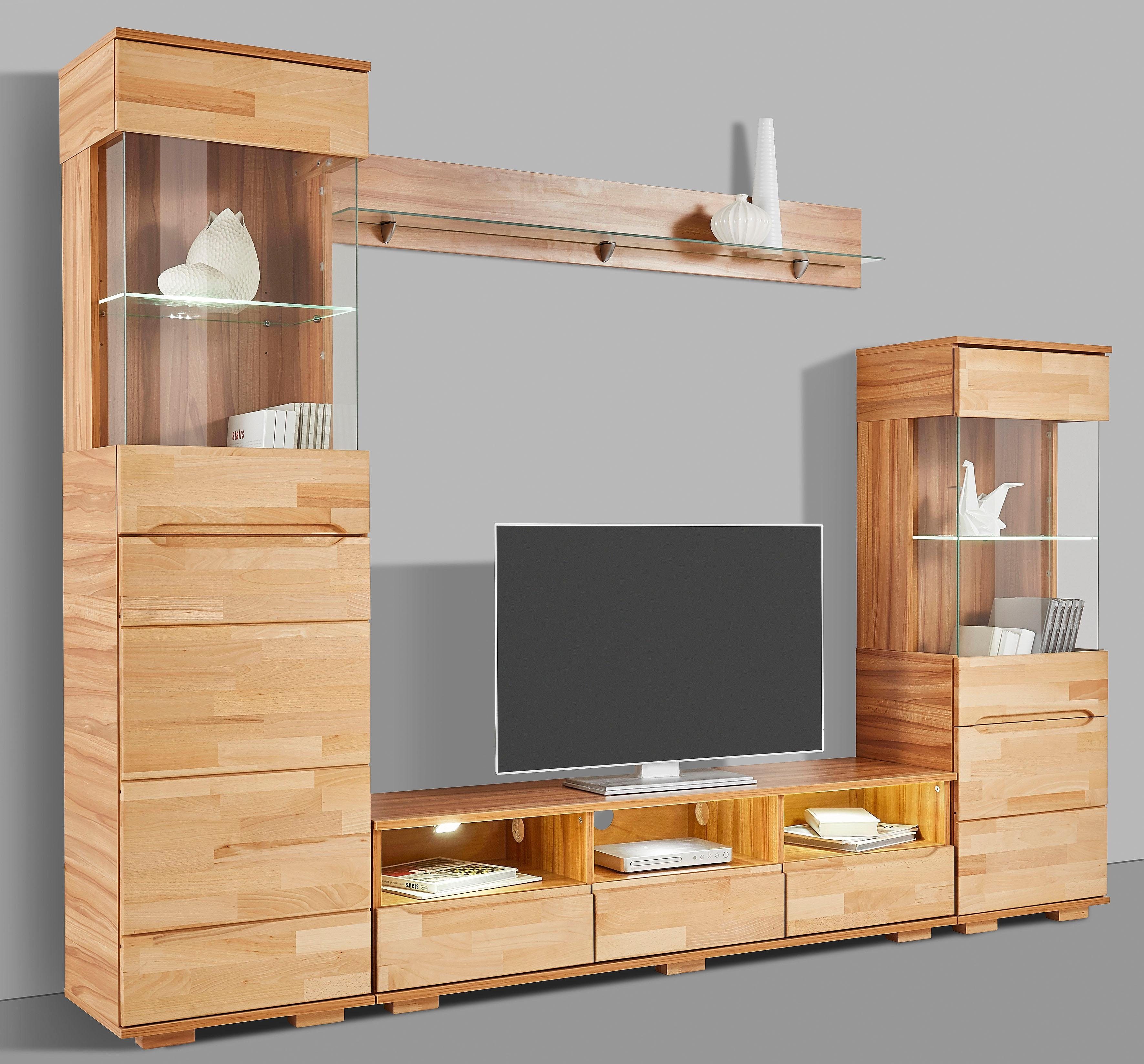 Home affaire Wandmeubel Vetro,Fronten Massivholz,Korpus Holzwekstoff,Griffmulden gedeeltelijk massief hout (set, 4-delig)