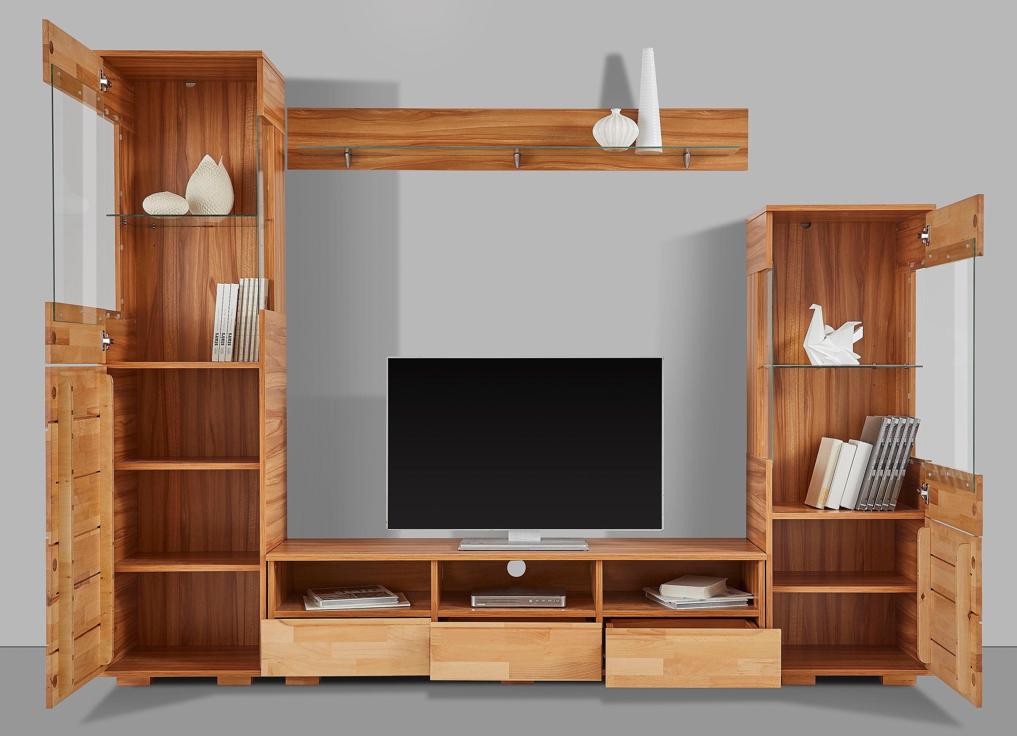 Home affaire Wandmeubel Vetro,Fronten Massivholz,Korpus Holzwekstoff,Griffmulden gedeeltelijk massief hout (set, 4-delig)
