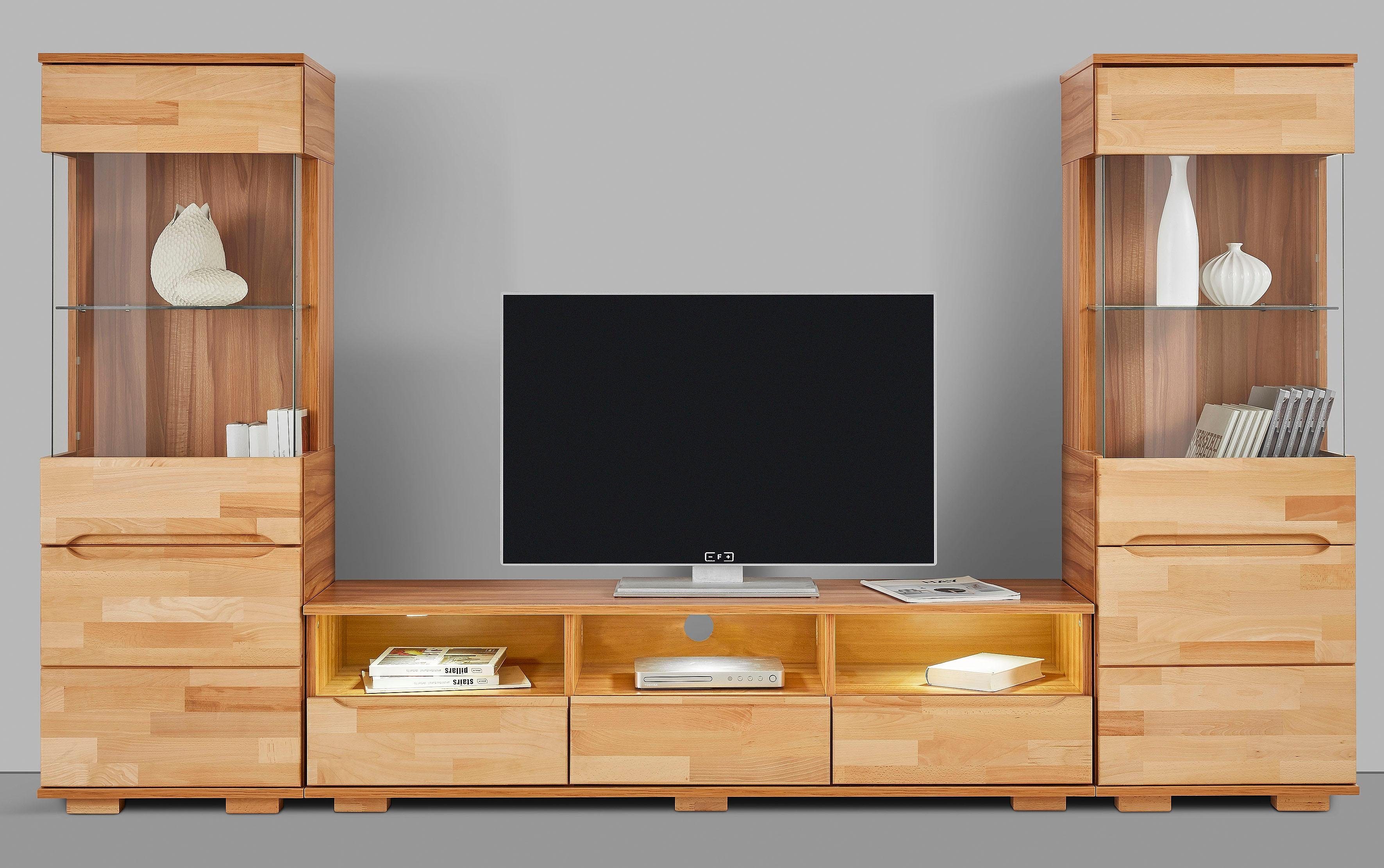 Home affaire Wandmeubel Vetro gedeeltelijk massief hout (set, 3-delig)