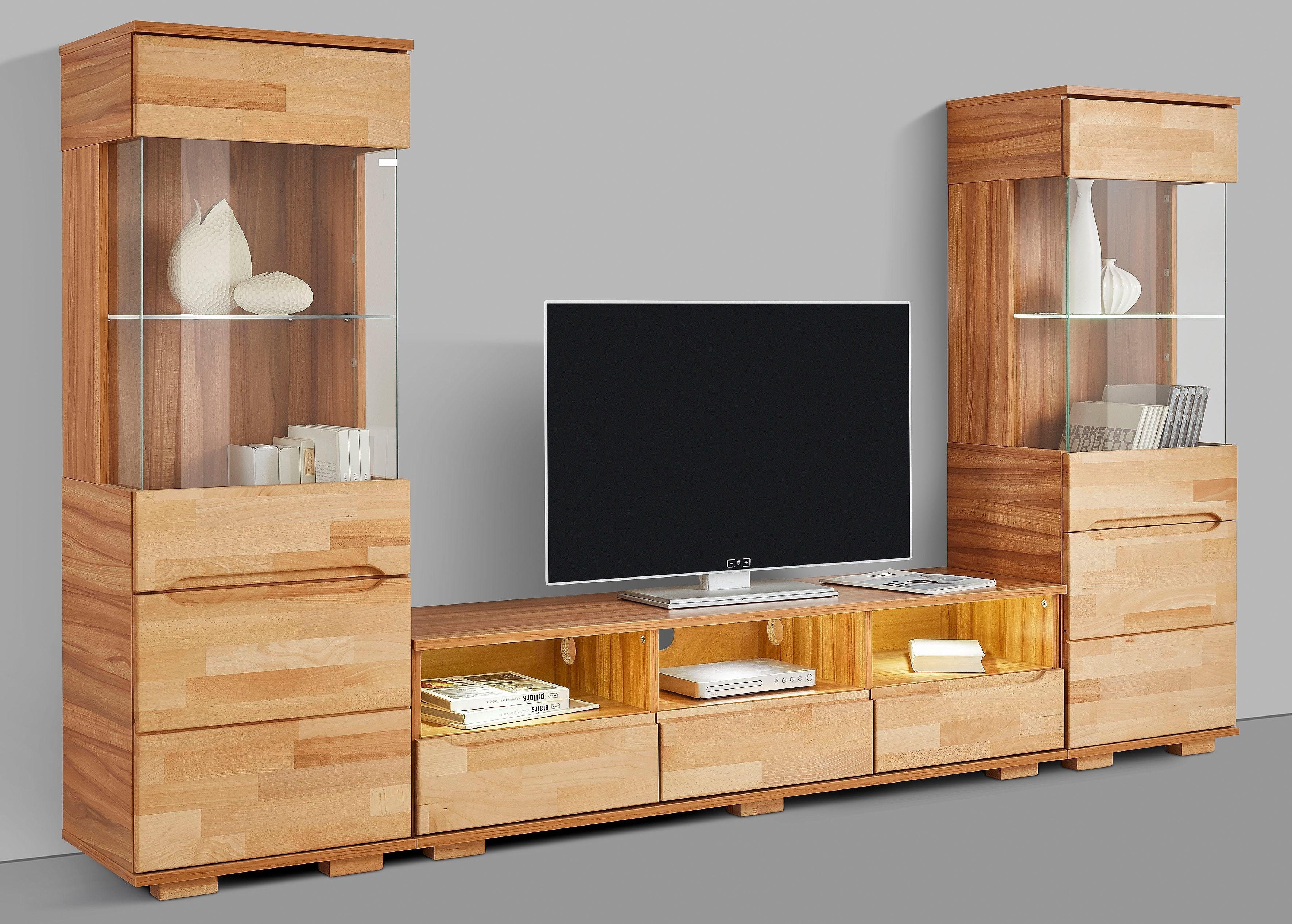 Home affaire Wandmeubel Vetro gedeeltelijk massief hout (set, 3-delig)