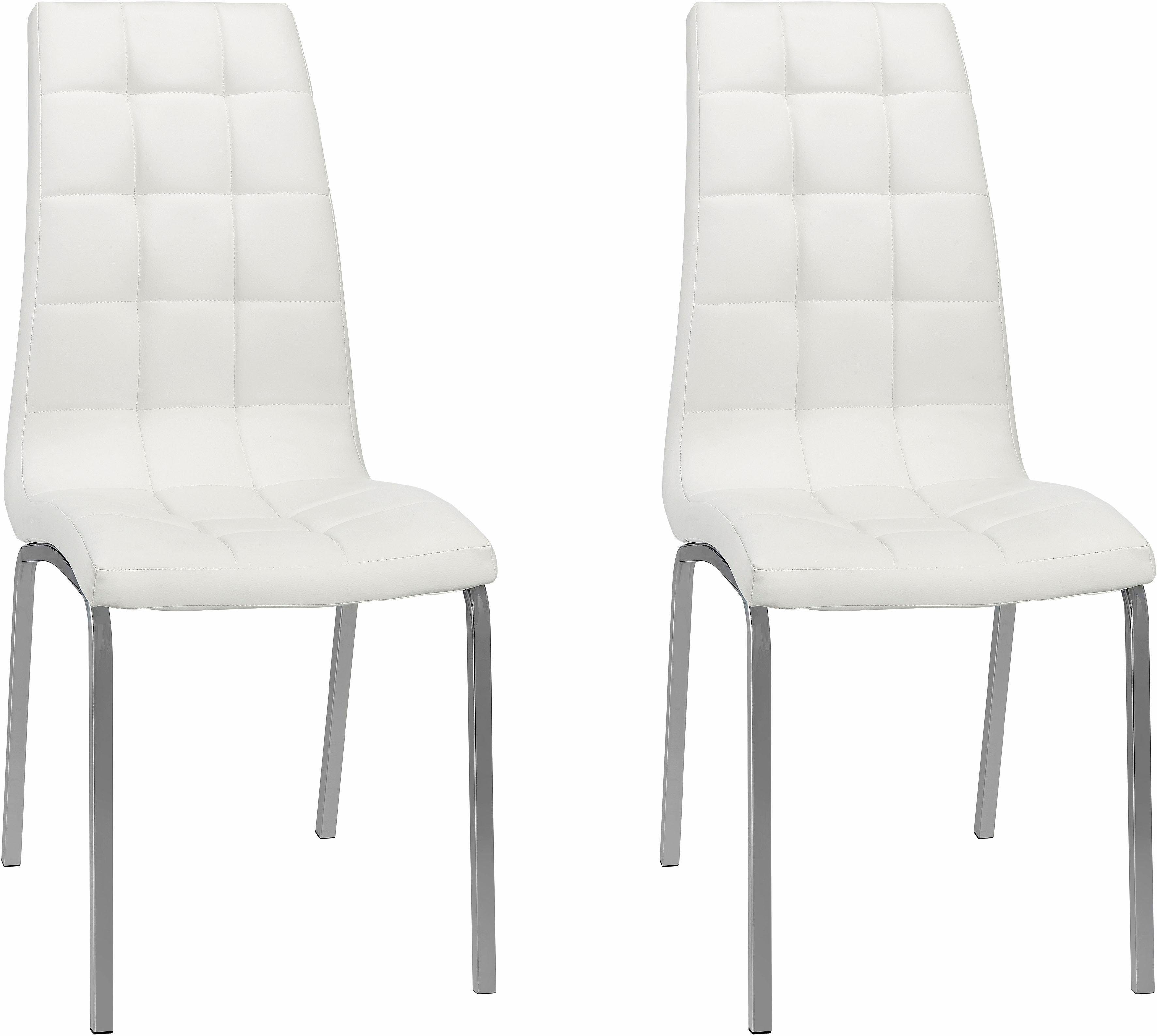 INOSIGN Stoel met 4 poten Paars (set van 2) bekleding in imitatieleer, verchroomd metalen frame (set, 2 stuks)
