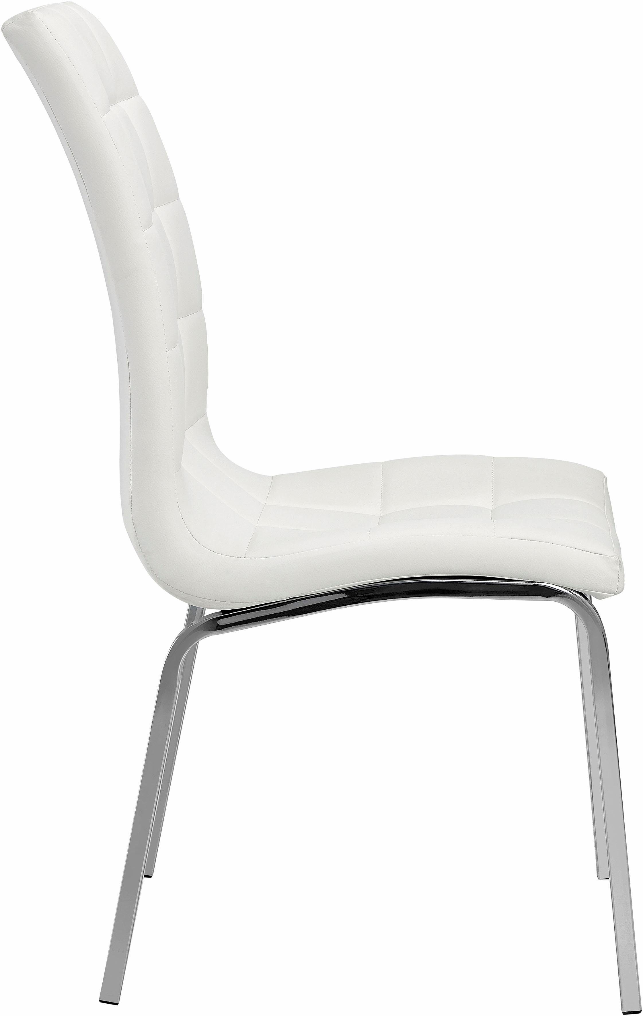 INOSIGN Stoel met 4 poten Paars (set van 2) bekleding in imitatieleer, verchroomd metalen frame (set, 2 stuks)