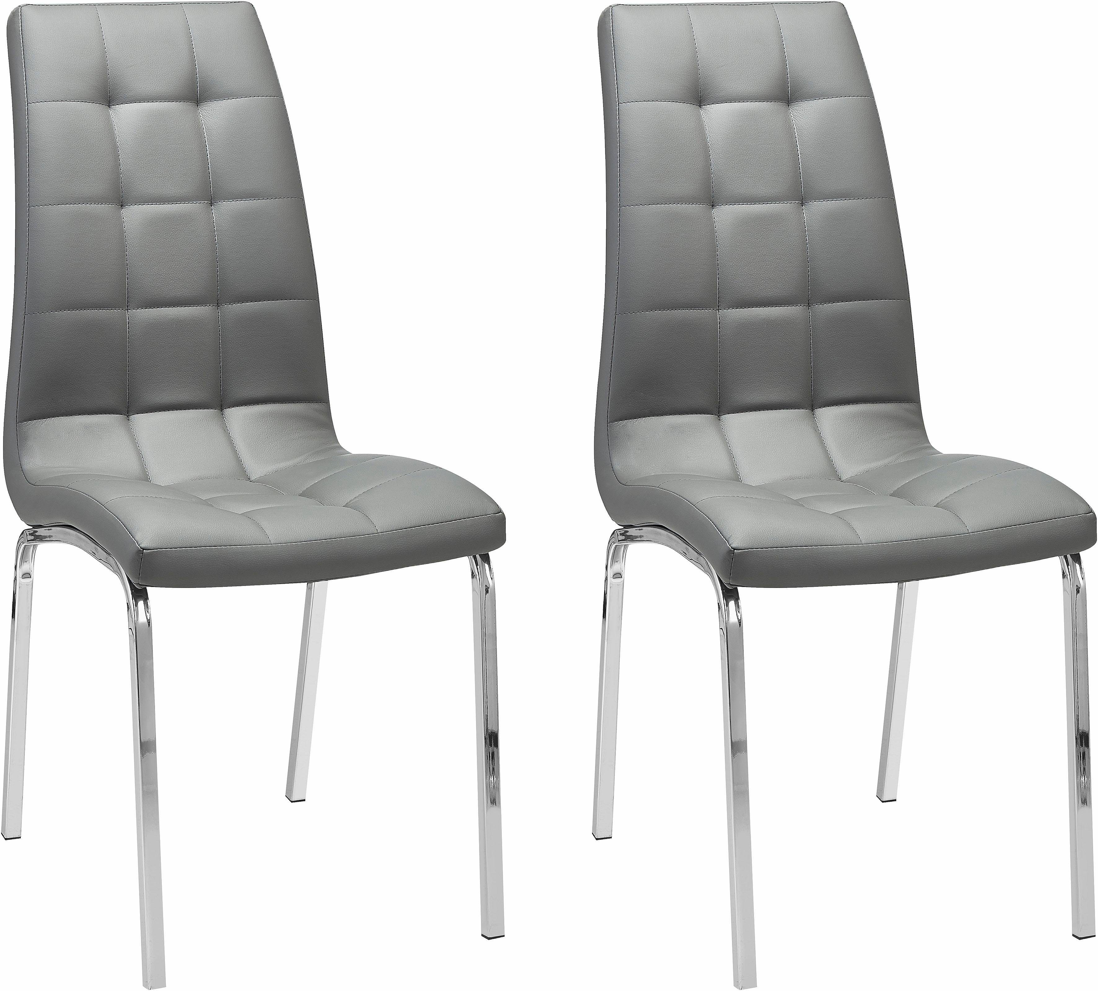 INOSIGN Stoel met 4 poten Paars (set van 2) bekleding in imitatieleer, verchroomd metalen frame (set, 2 stuks)