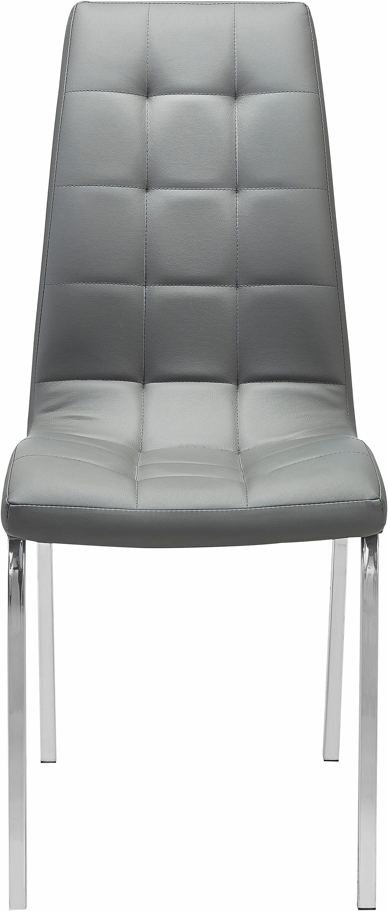 INOSIGN Stoel met 4 poten Paars (set van 2) bekleding in imitatieleer, verchroomd metalen frame (set, 2 stuks)