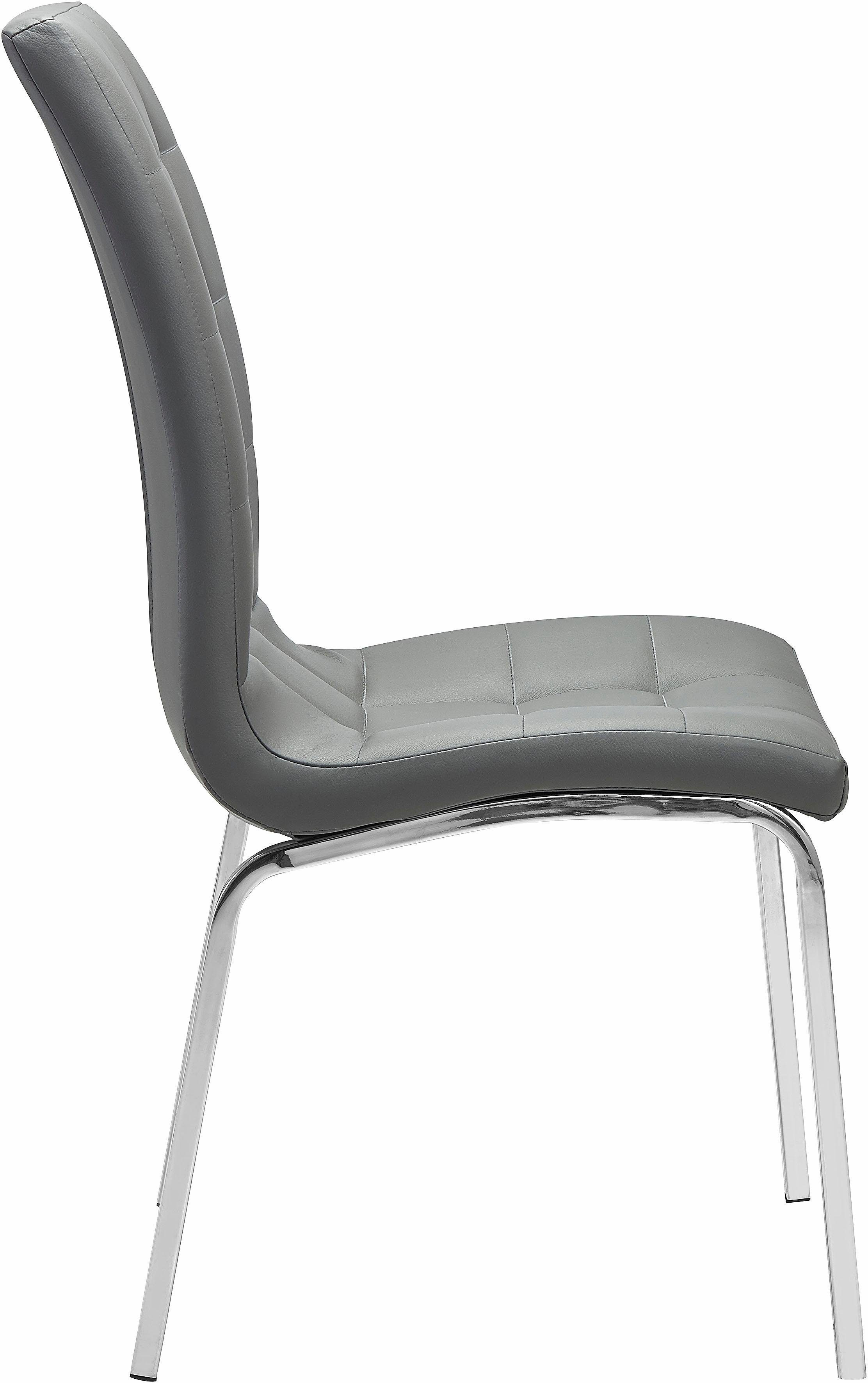 INOSIGN Stoel met 4 poten Paars (set van 2) bekleding in imitatieleer, verchroomd metalen frame (set, 2 stuks)