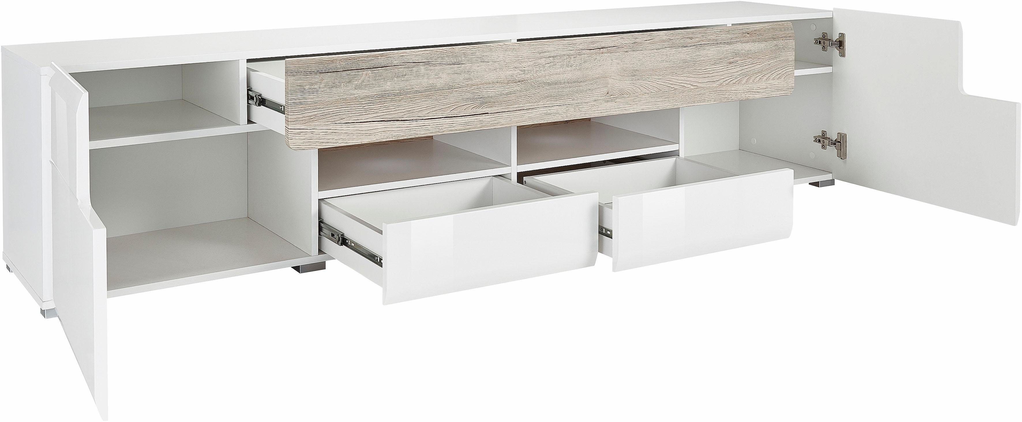 INOSIGN Tv-meubel Toledo, breedte 209 cm, modieuze TV-kast met decoratief freeswerk