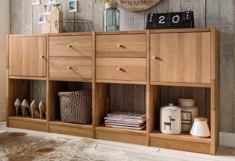 Home affaire Dressoir Ecko van massief wildeikenhout, breedte 181 cm dressoirs beige
