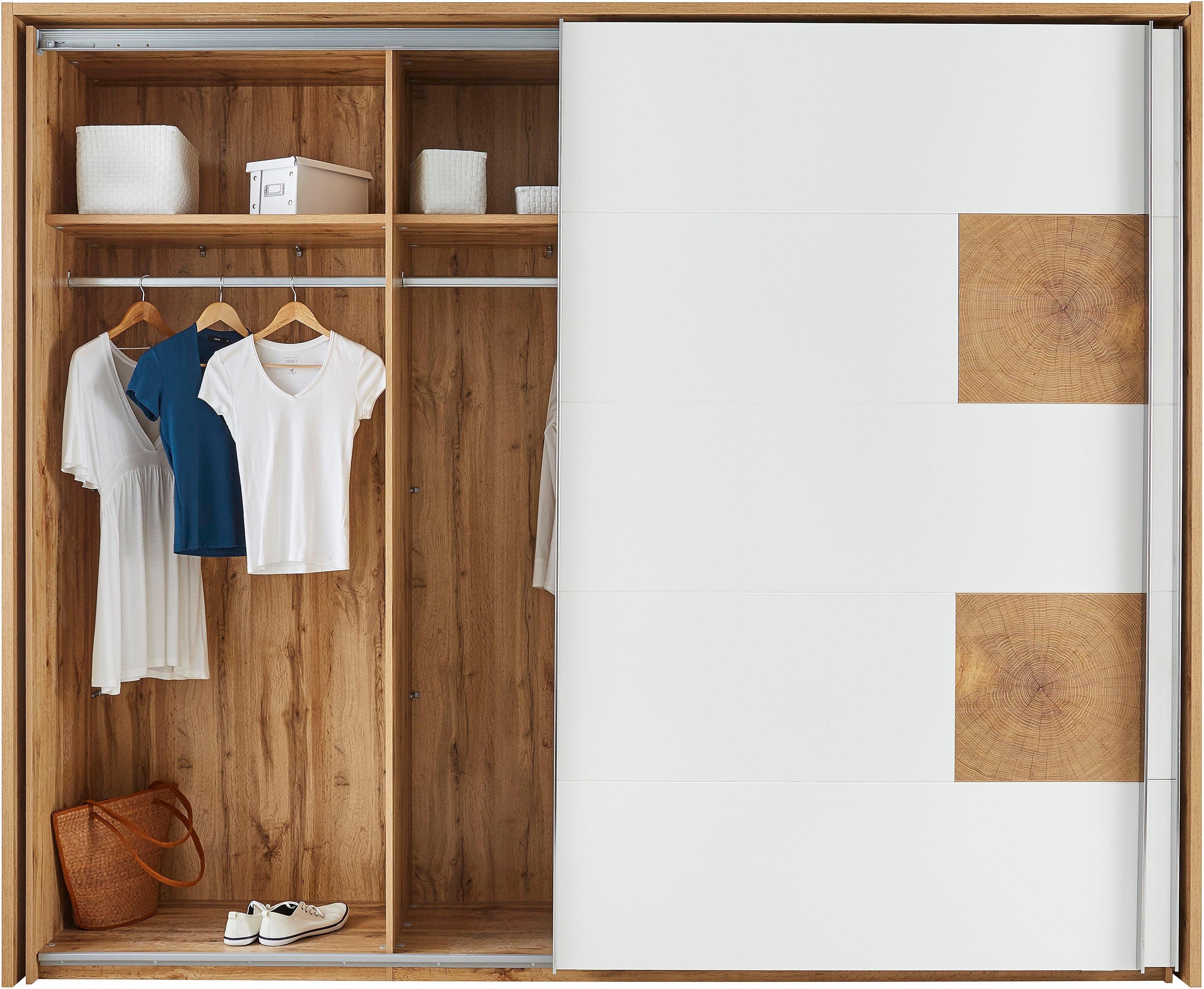 Schlafkontor Zweefdeurkast Capri Fronten met chique applicaties in kops hout-decor