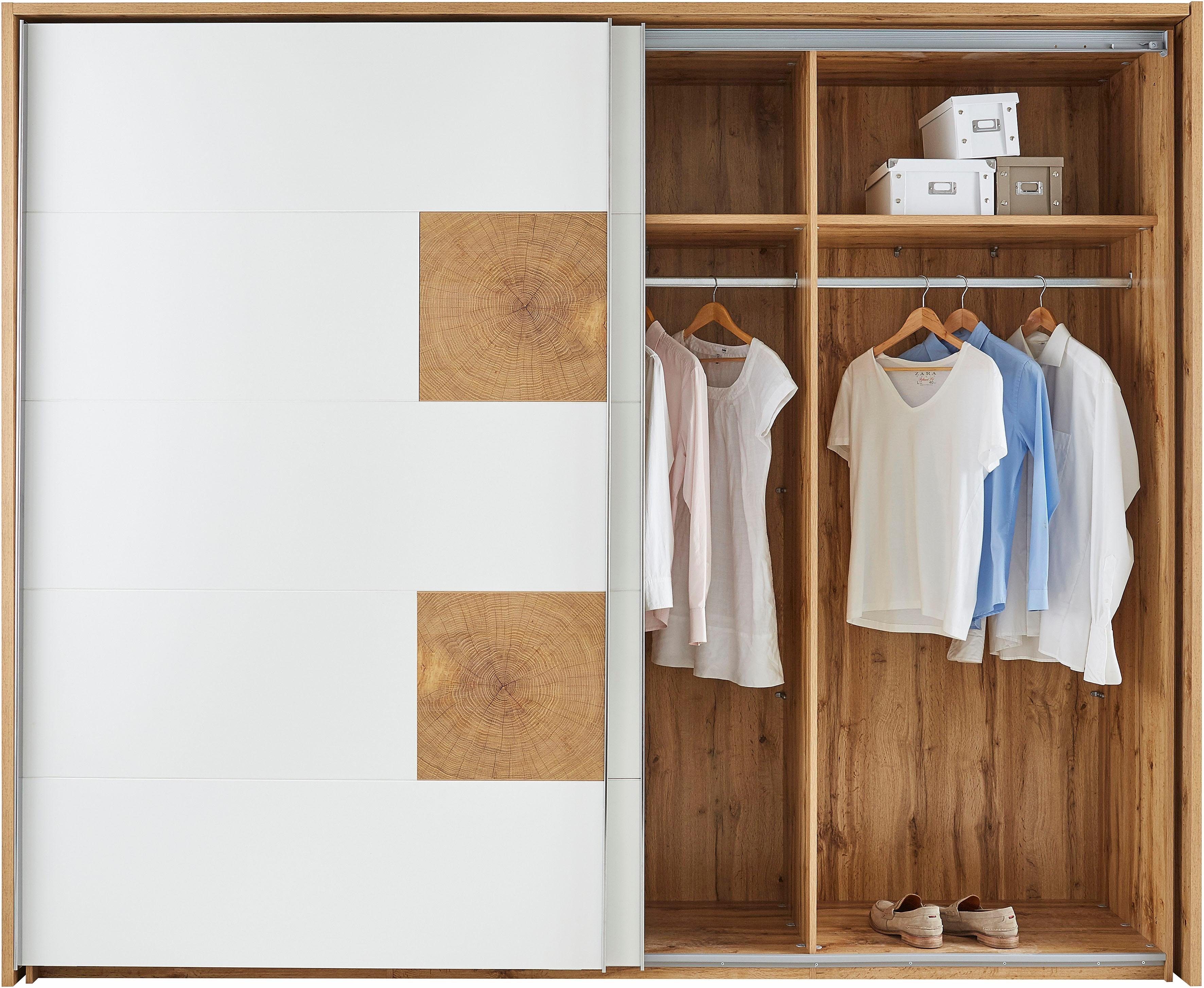 Schlafkontor Zweefdeurkast Capri Fronten met chique applicaties in kops hout-decor