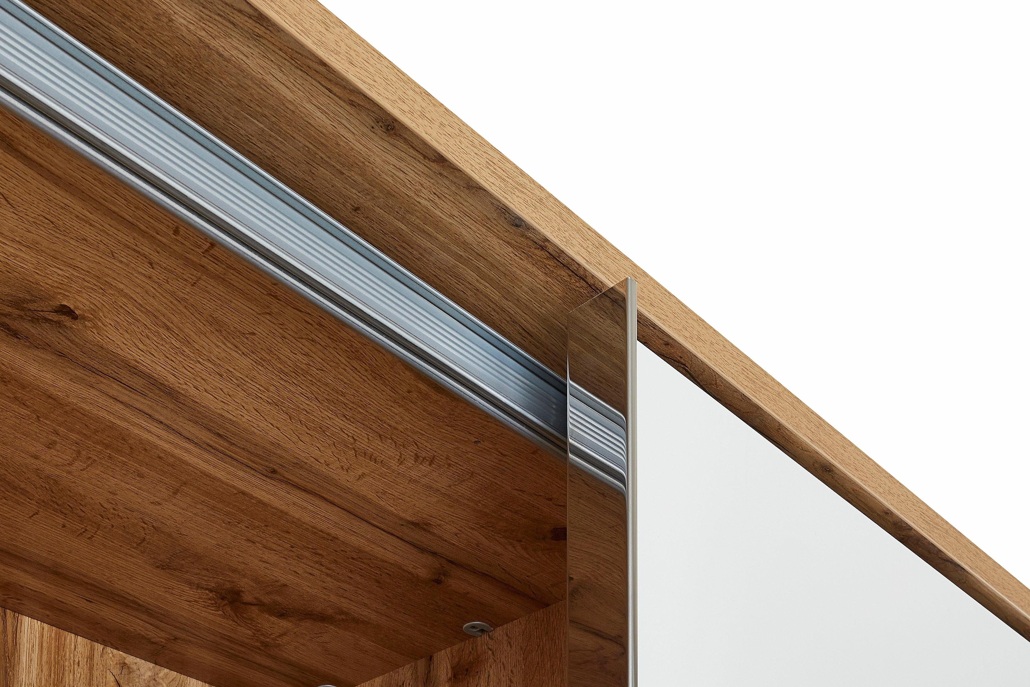 Schlafkontor Zweefdeurkast Capri Fronten met chique applicaties in kops hout-decor