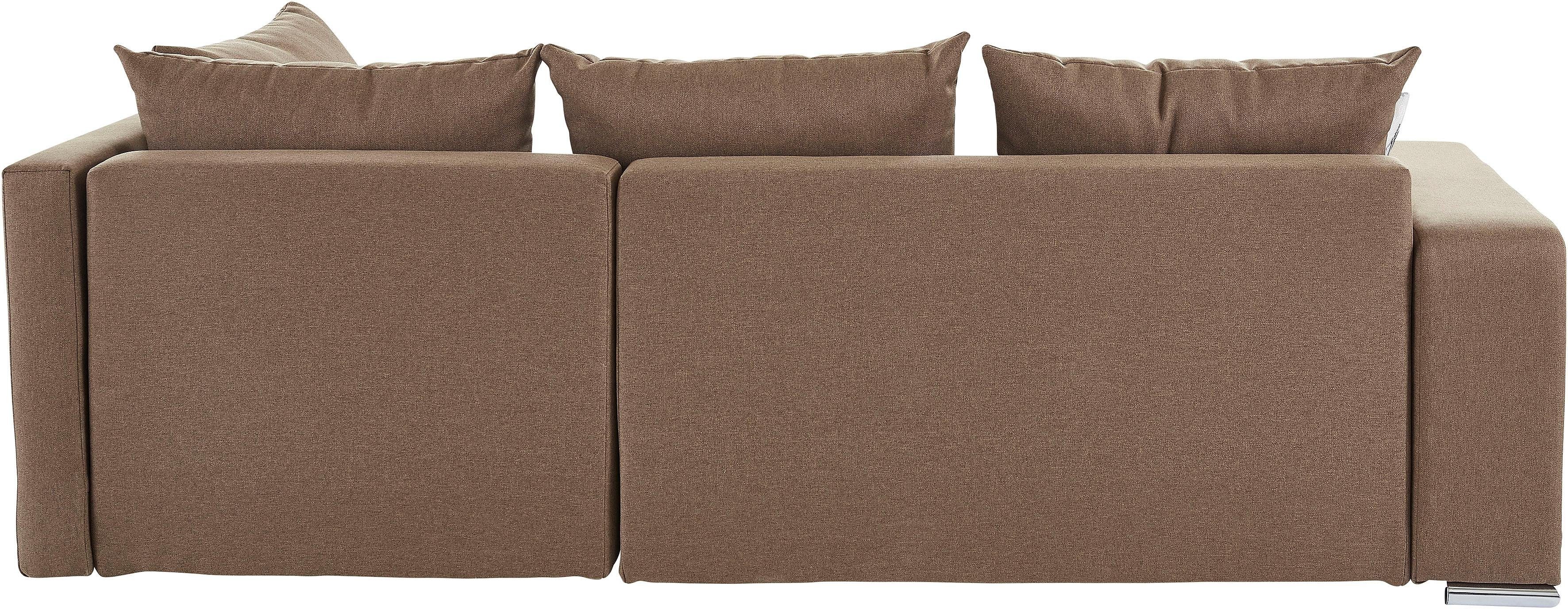 COLLECTION AB Hoekbank John L-vorm met bedfunctie, bedlade en geïntegreerd rek