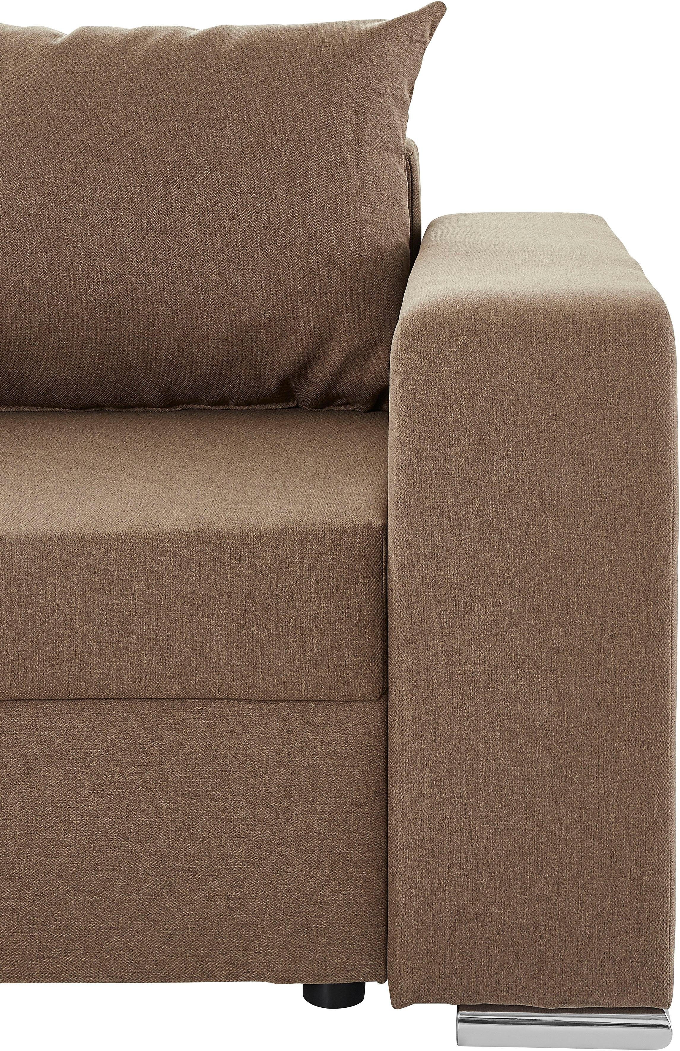 COLLECTION AB Hoekbank John L-vorm met bedfunctie, bedlade en geïntegreerd rek