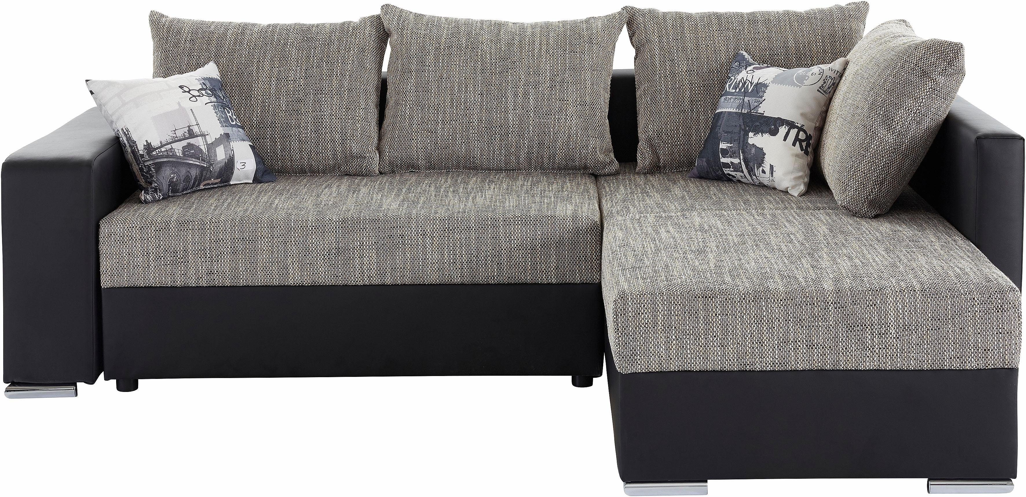 COLLECTION AB Hoekbank John L-vorm met bedfunctie, bedlade en geïntegreerd rek