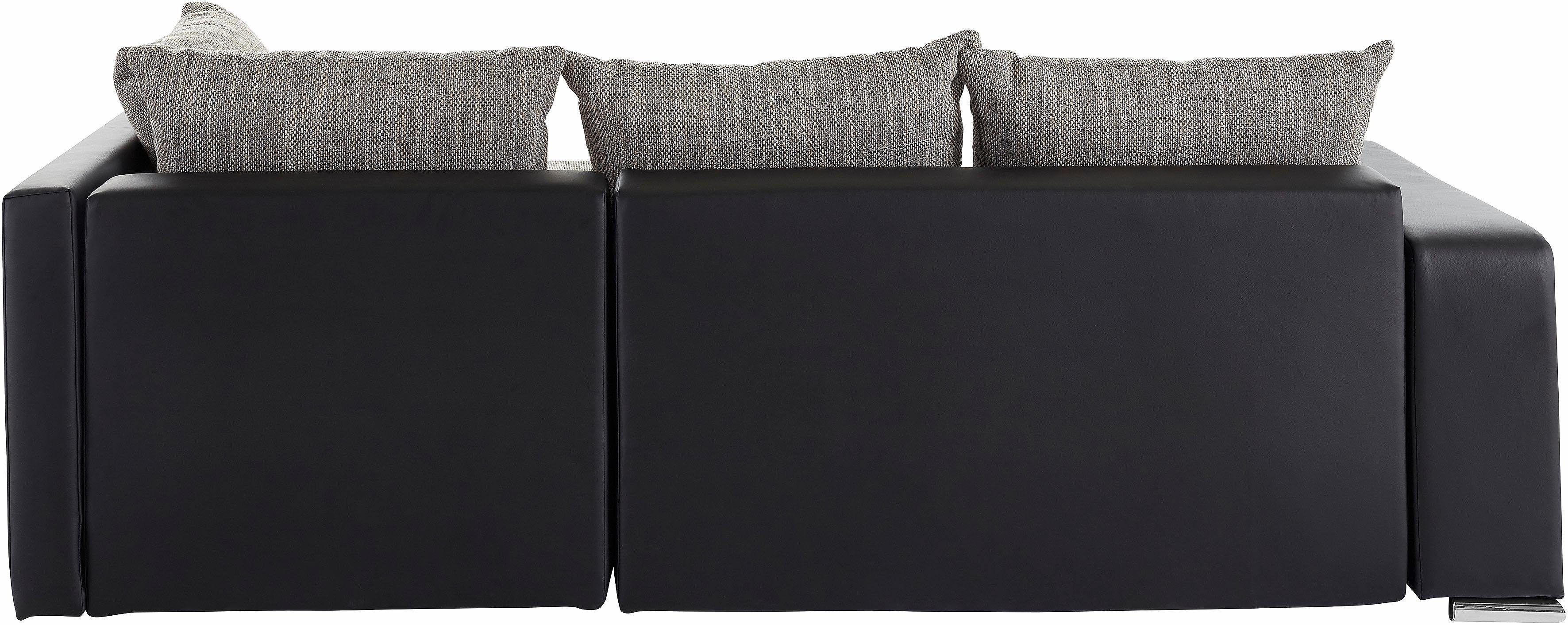 COLLECTION AB Hoekbank John L-vorm met bedfunctie, bedlade en geïntegreerd rek