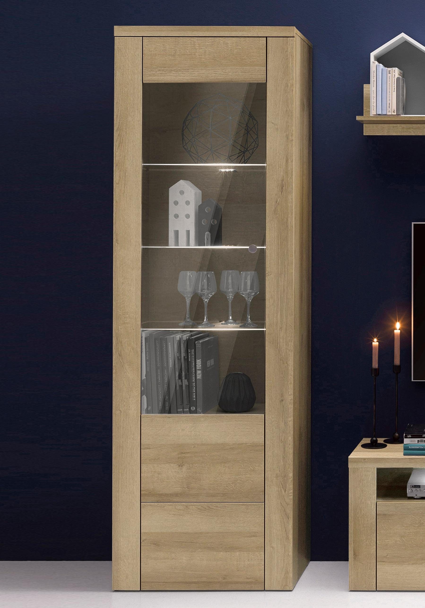 Home affaire Vitrinekast Larona, tijdloze glazen vitrine, hoge kast hoogte 205,6 cm