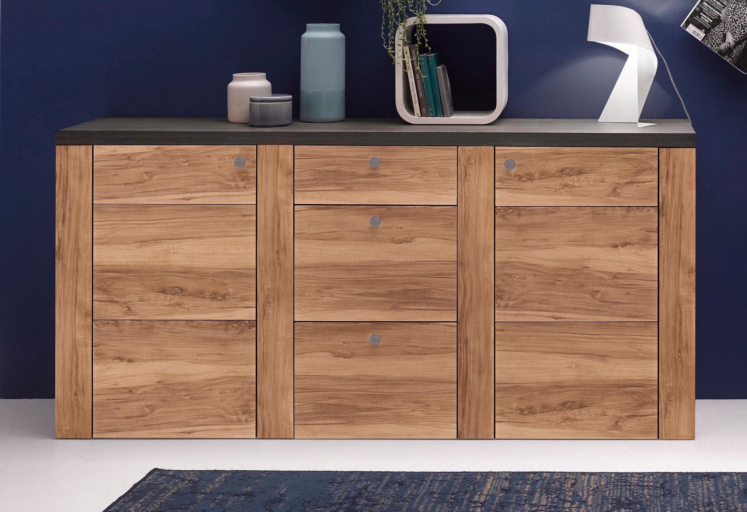 Home affaire Dressoir Larona, tijdloze commode met 2 deuren, 3 lades, deurkast, Hoogte 84 cm, veel opbergruimte, dressoir met decoratieve lijstlook