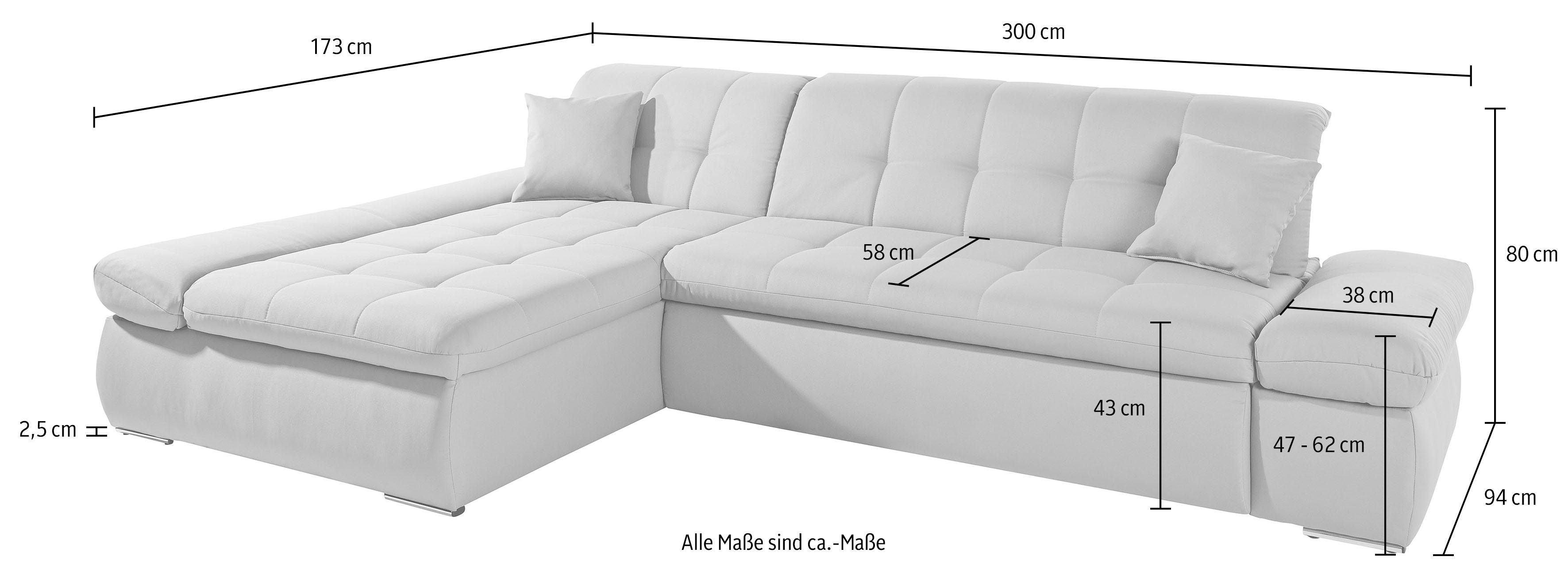 INOSIGN Hoekbank ESRA, tijdloos en elegant. Breedte 300cm, L-vorm