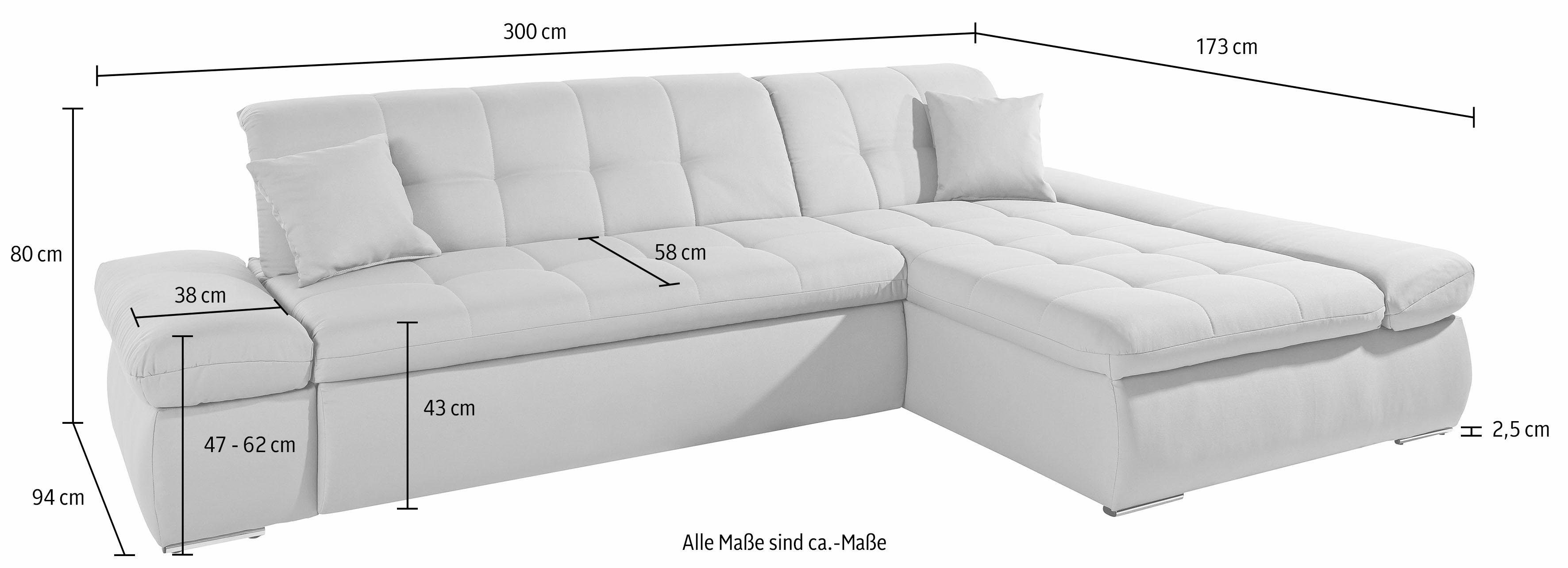 INOSIGN Hoekbank ESRA, tijdloos en elegant. Breedte 300cm, L-vorm