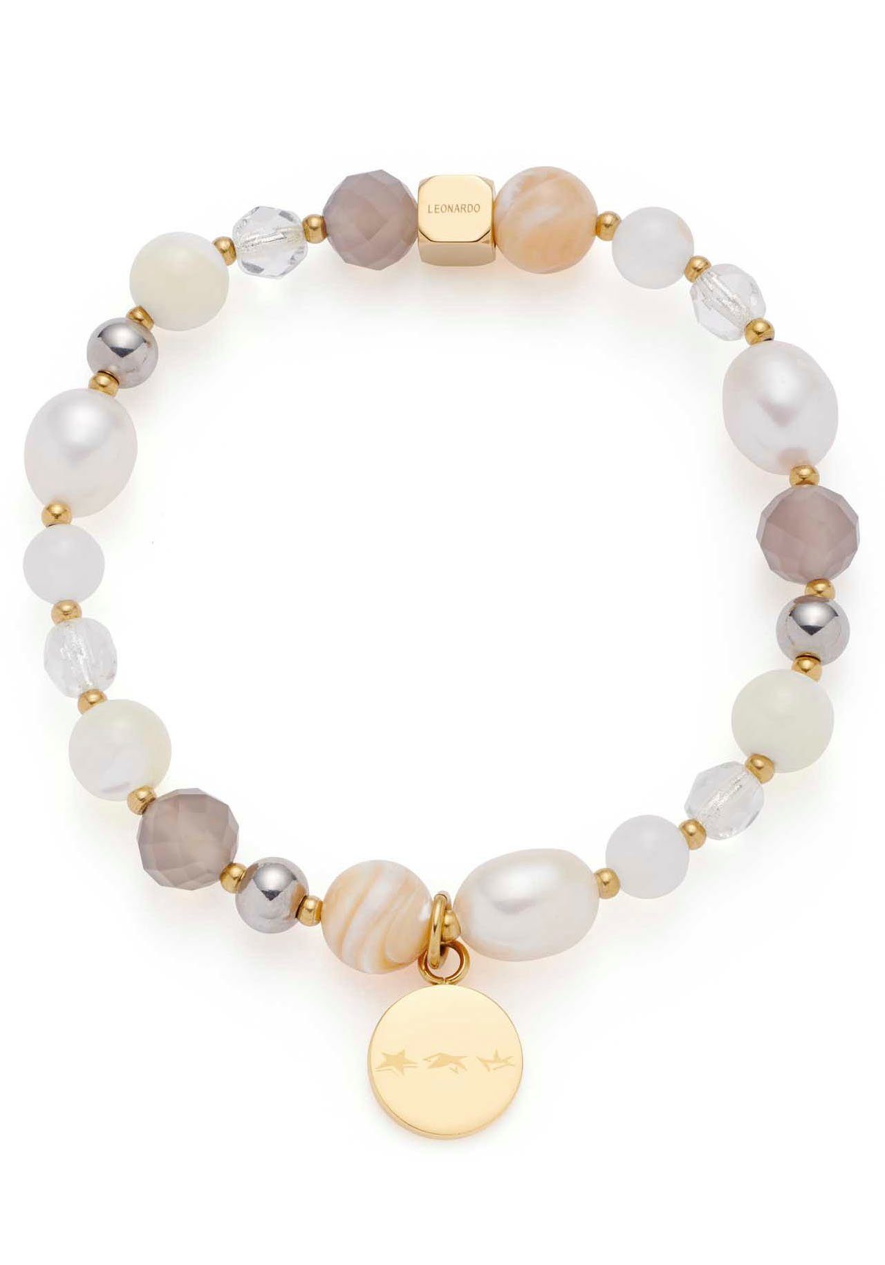 LEONARDO Armband Bicolor Hope, 022633 met agaat - met glazen kraal, zoetwatergekweekte parel dames armbanden goud(kleur)