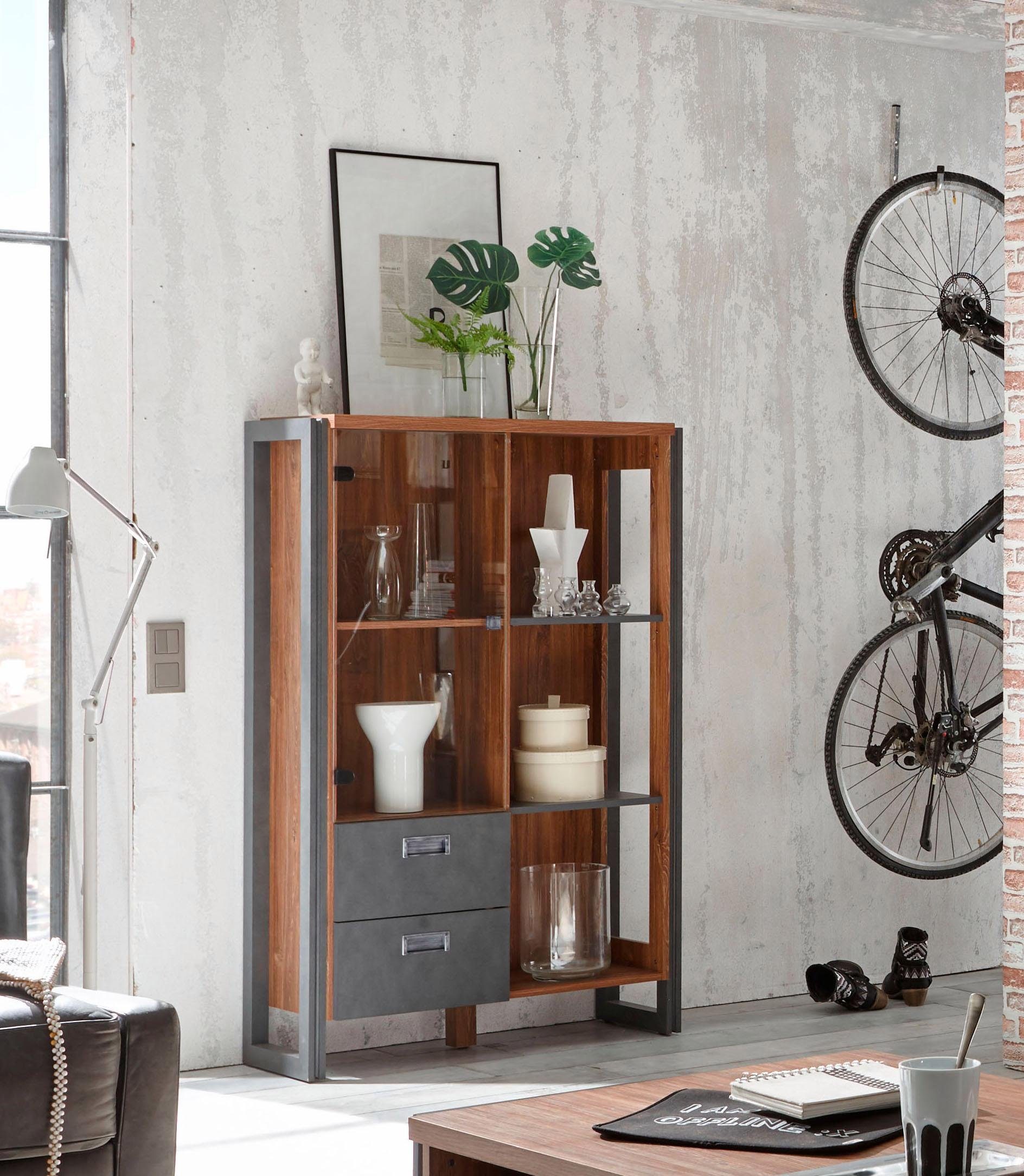 Home affaire Highboard Detroit Hoogte ca. 140 cm highboards maat 40x35x140 cm bruin
