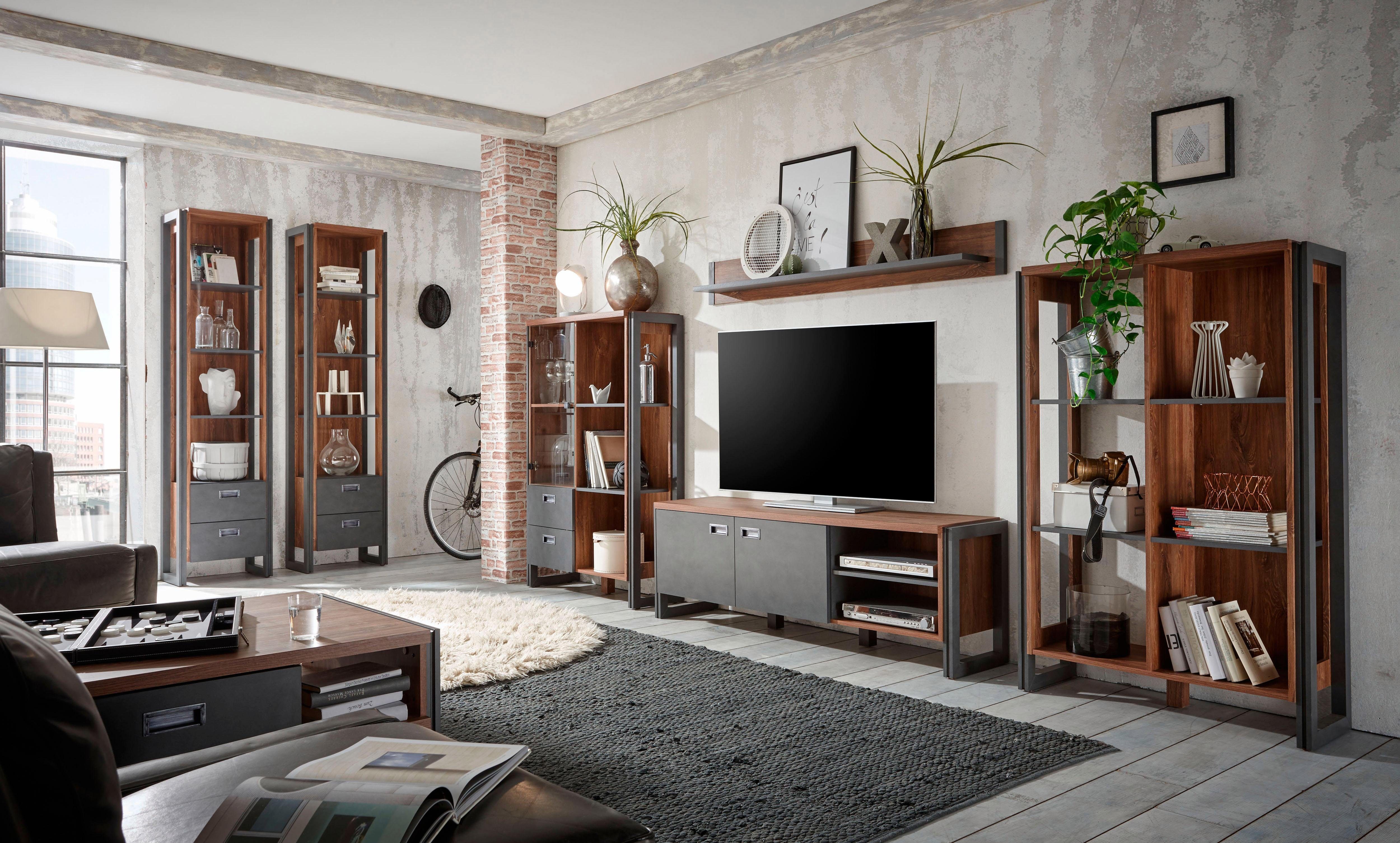 Home affaire Wandmeubel Detroit set 1 in een trendy industriële look (set, 4-delig)