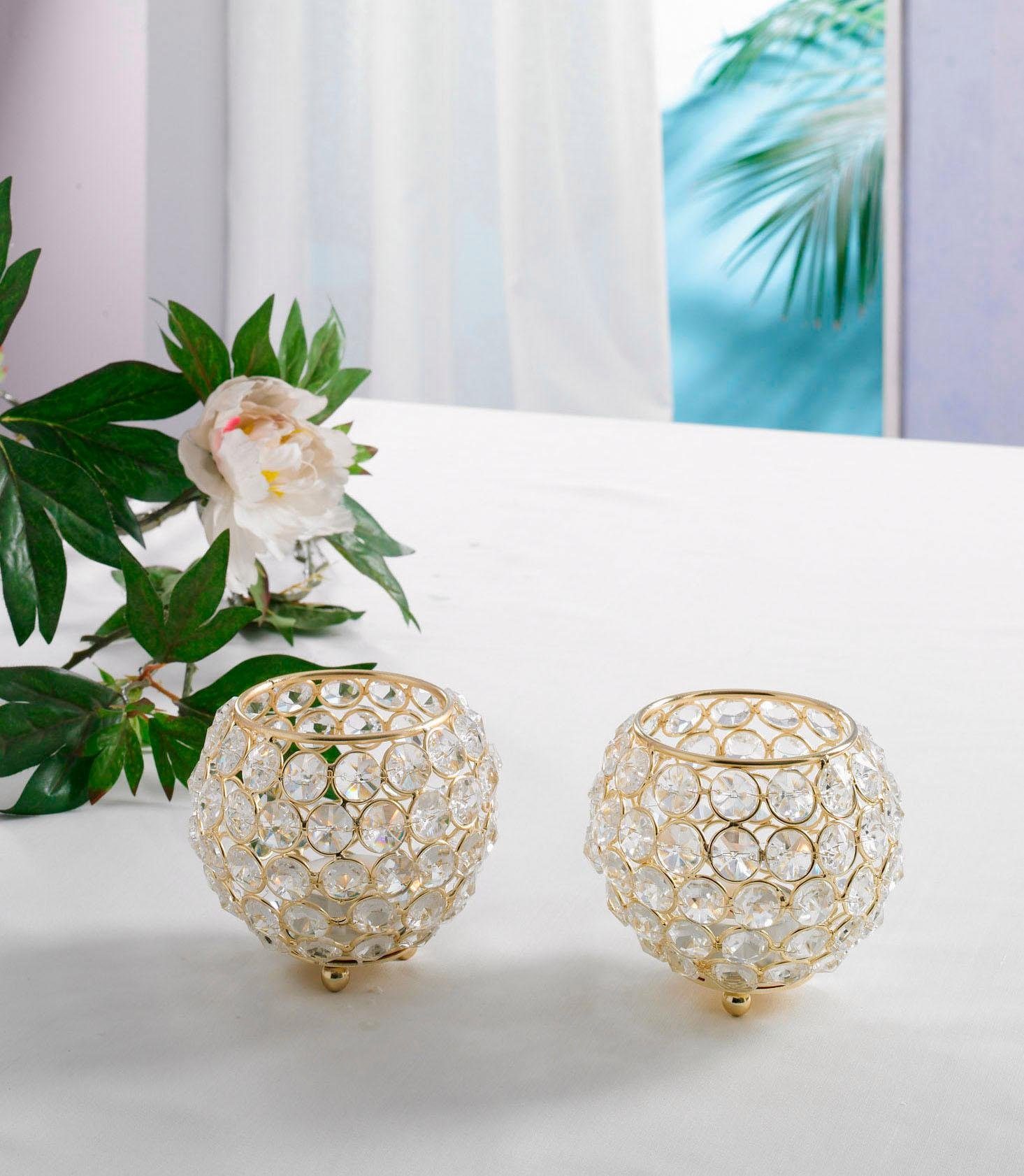 Home affaire Waxinelichthouder Kristal (set, 2 stuks)