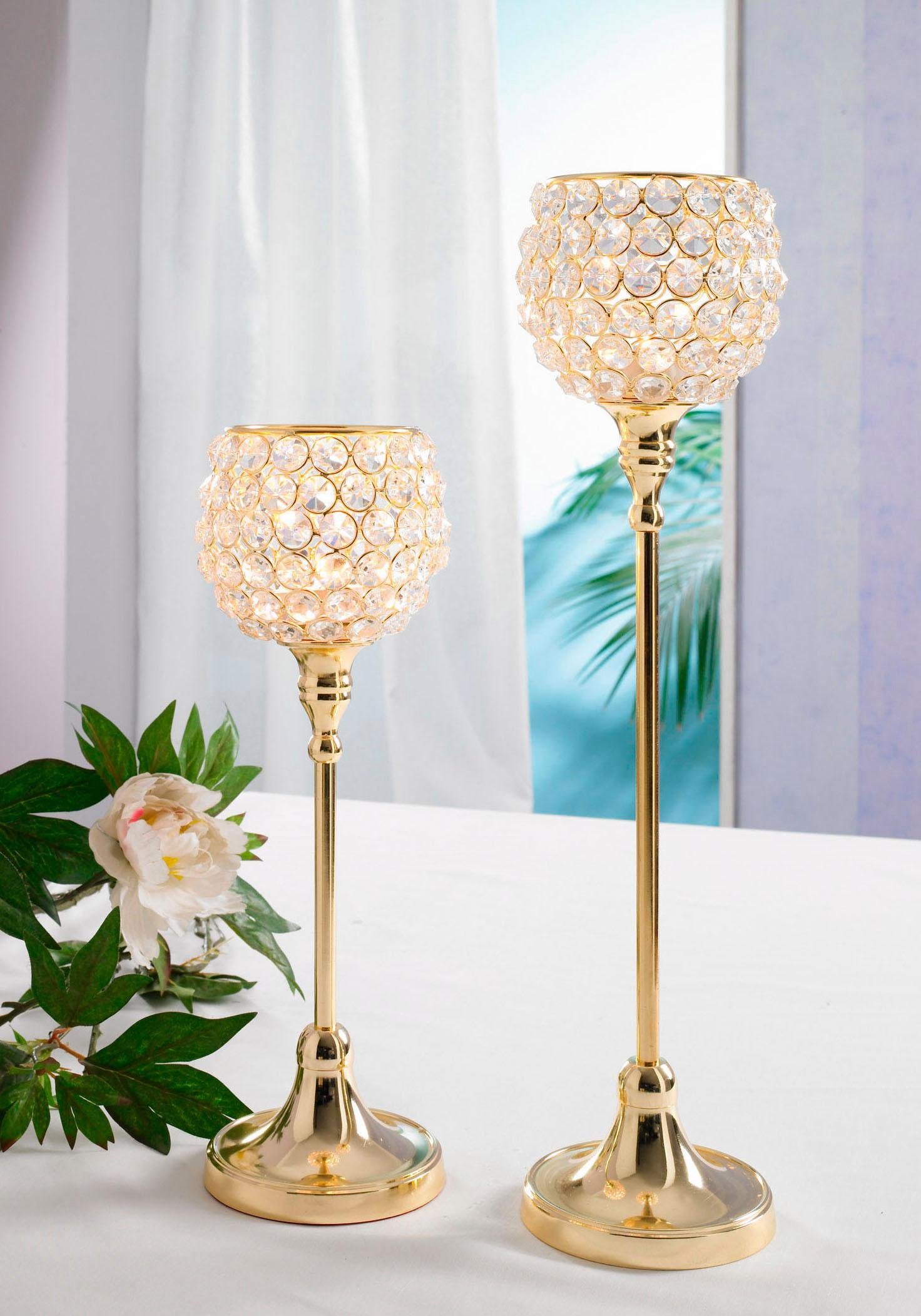 Home affaire Waxinelichthouder Kristal (set, 2 stuks)