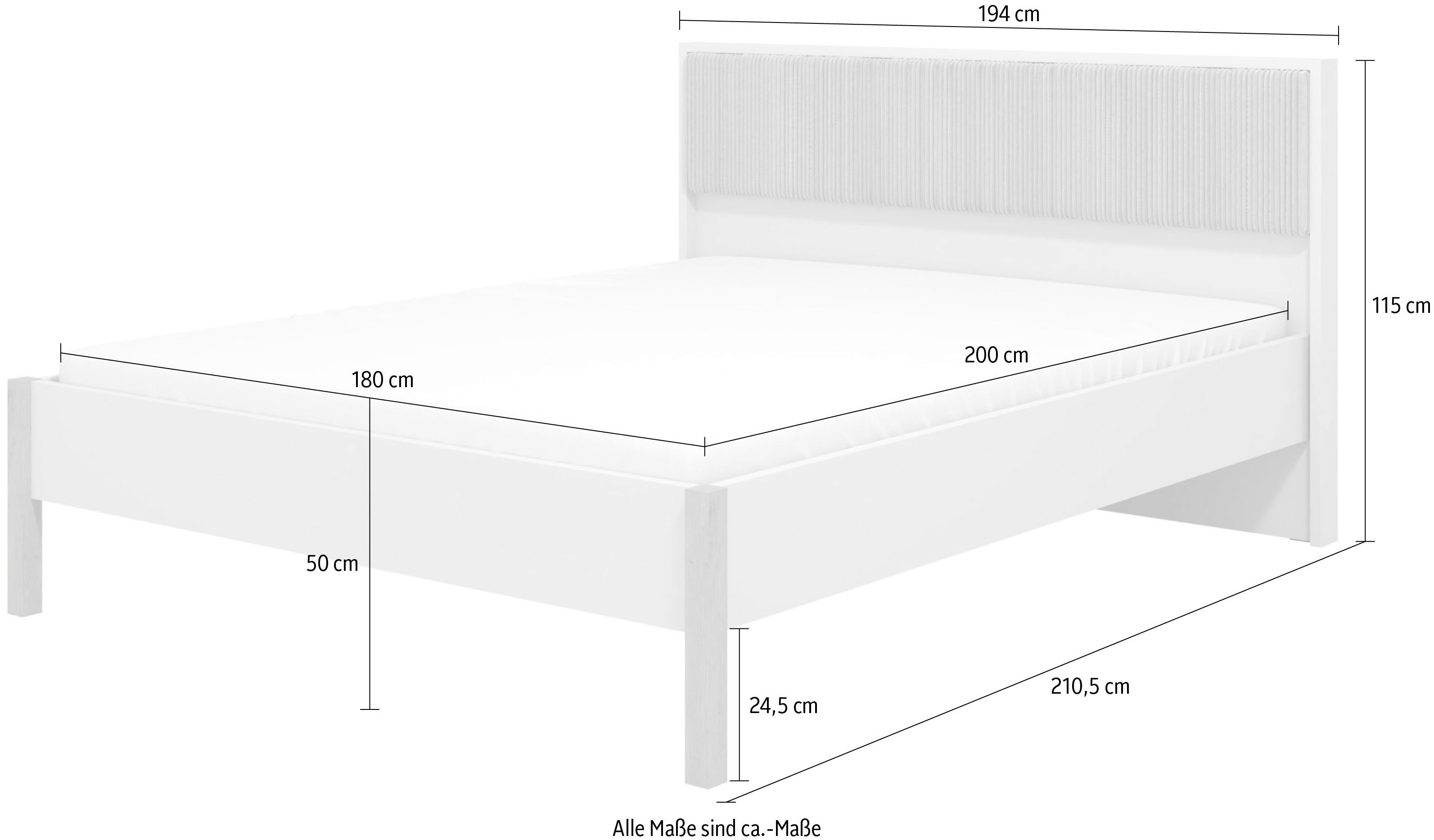 Home affaire Bed Belfort bed, met gestoffeerd hoofdbord bekleed met zachte corduroy