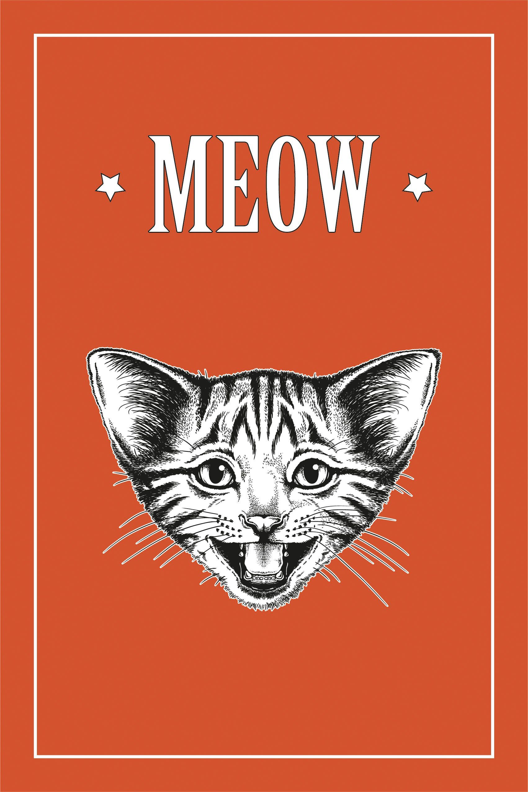 queence Artprint op linnen Kat MEOW