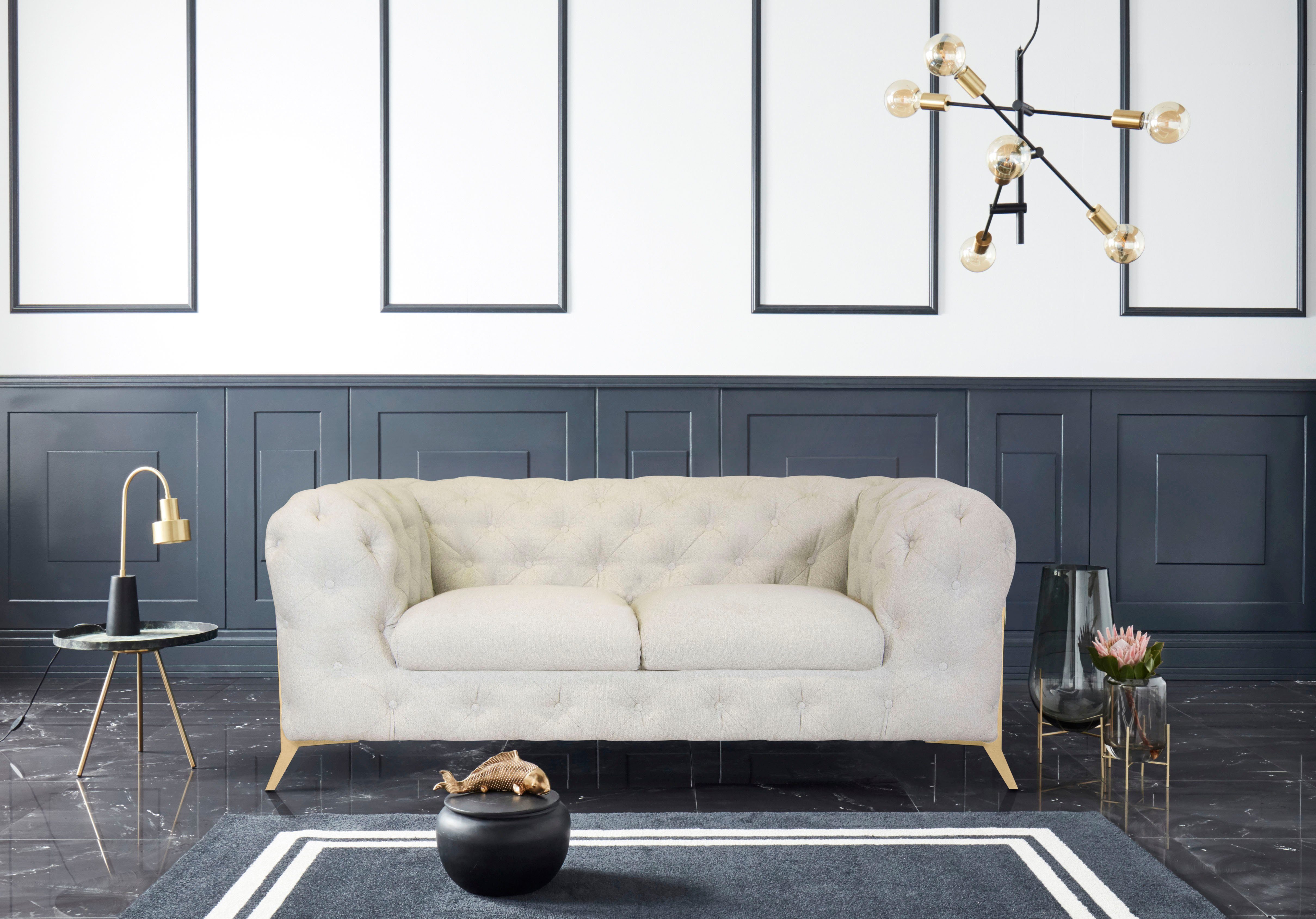 Leonique Chesterfield-bank Amaury luxueuze capitonnage, moderne chesterfield look, kleur van de poten ter keuze