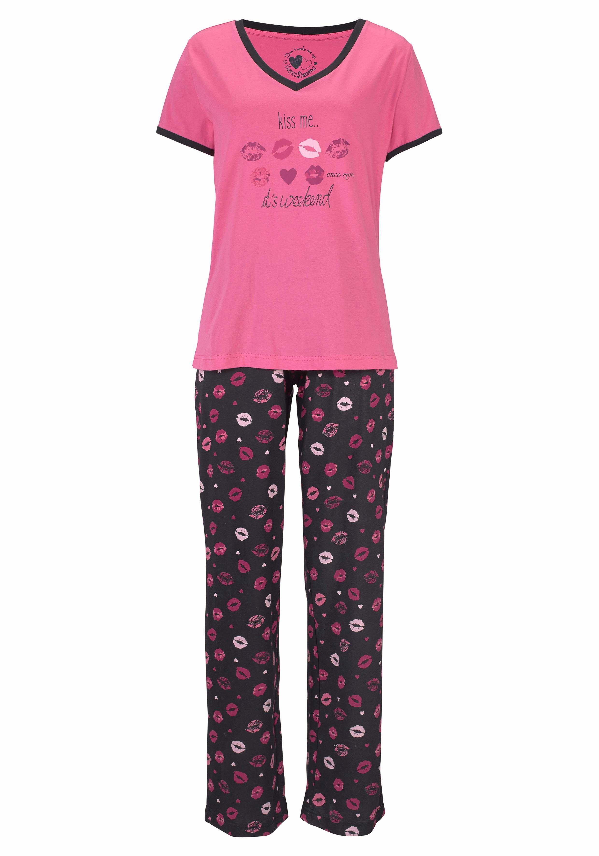Vivance Dreams Pyjama met kusmond-print (set, 3-delig, 3-delig)