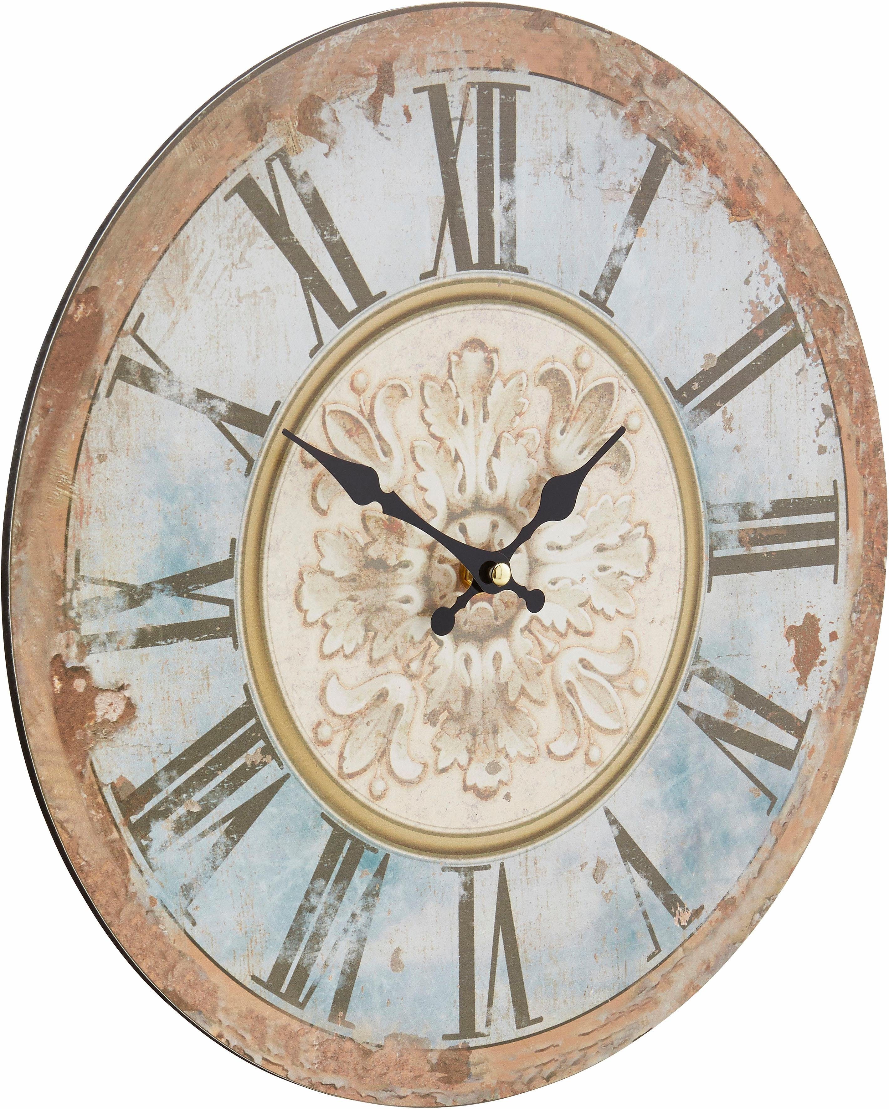 Home affaire Wandklok "Romance" romeinse cijfers, rond, ø 34 cm, vintage-look (1-delig)