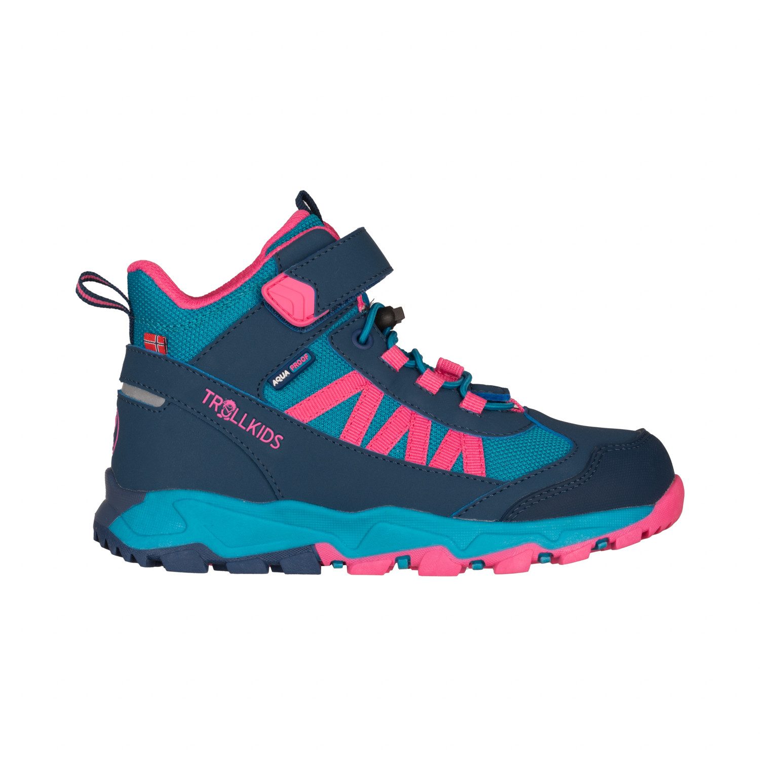 TROLLKIDS Wandelschoenen KIDS TRONFJELL HIKER MID waterdicht, klittenbandsluiting, reflecterende details