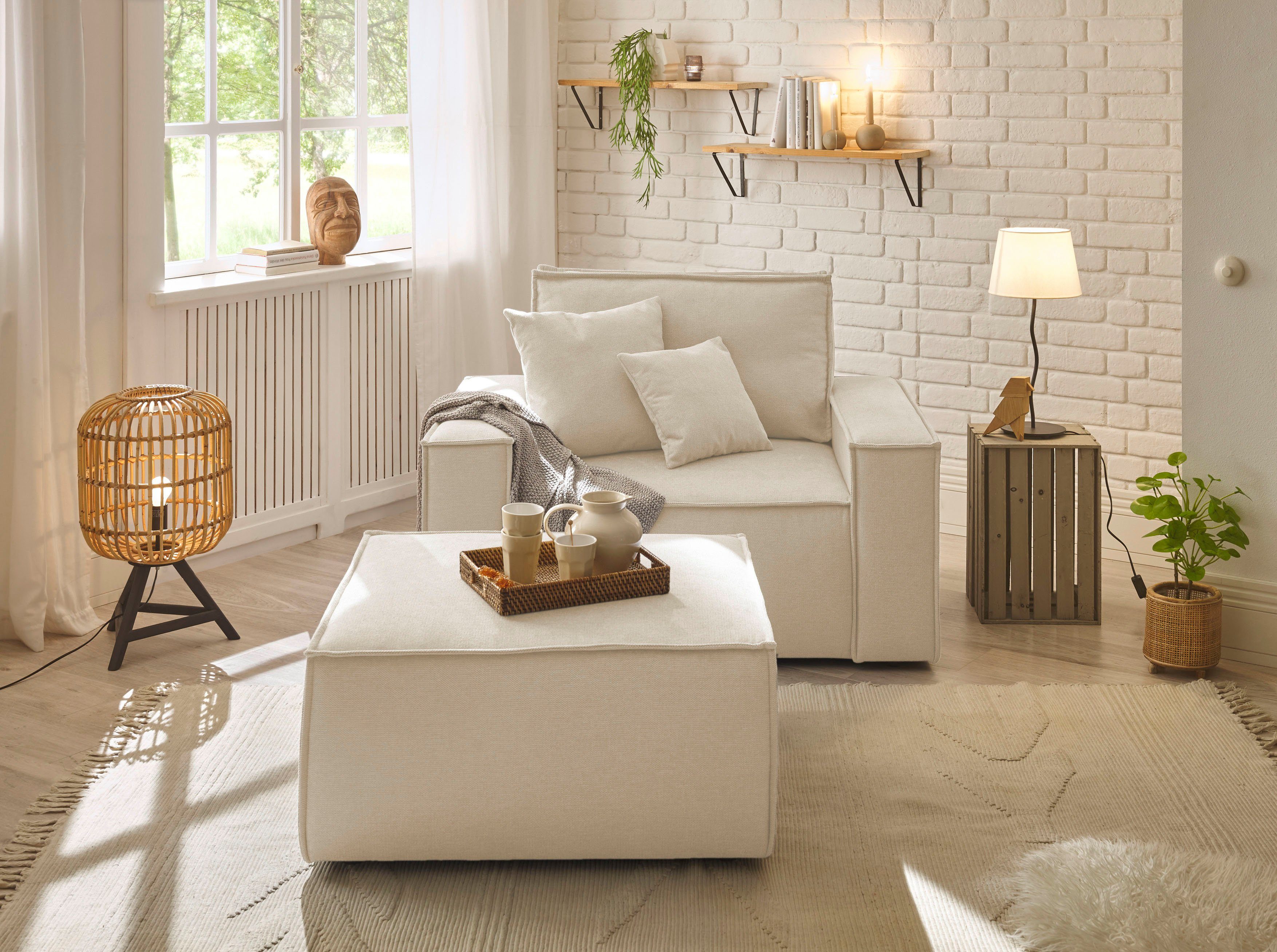 andas Loveseat Finnley Loveseat en hocker als set, passend bij de bekleding-serie Finnley (2-delig)