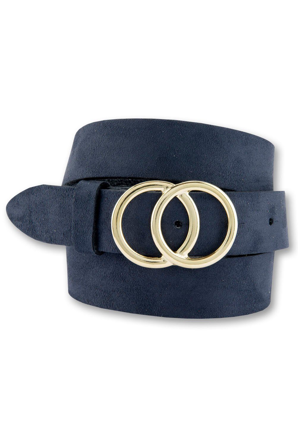 BERND GÖTZ Koppelriem met goudkleurige gesp in ring-look, suèdeleren riem