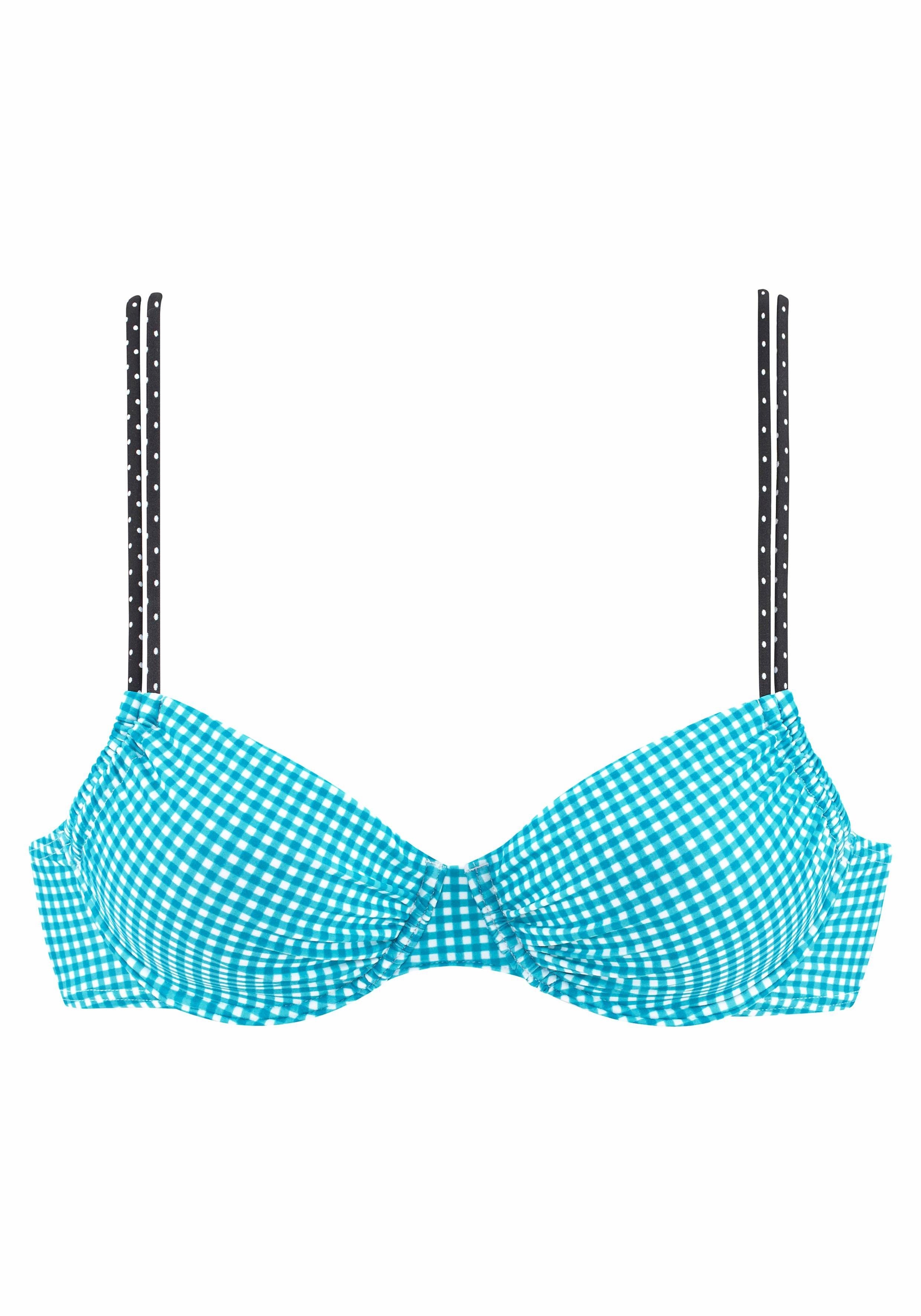 Buffalo Bikinitop met beugels Florida verstelbare dubbele bandjes, zijdelings te rimpelen, mix-kini dames beugelbikini's maat 40 E blauw
