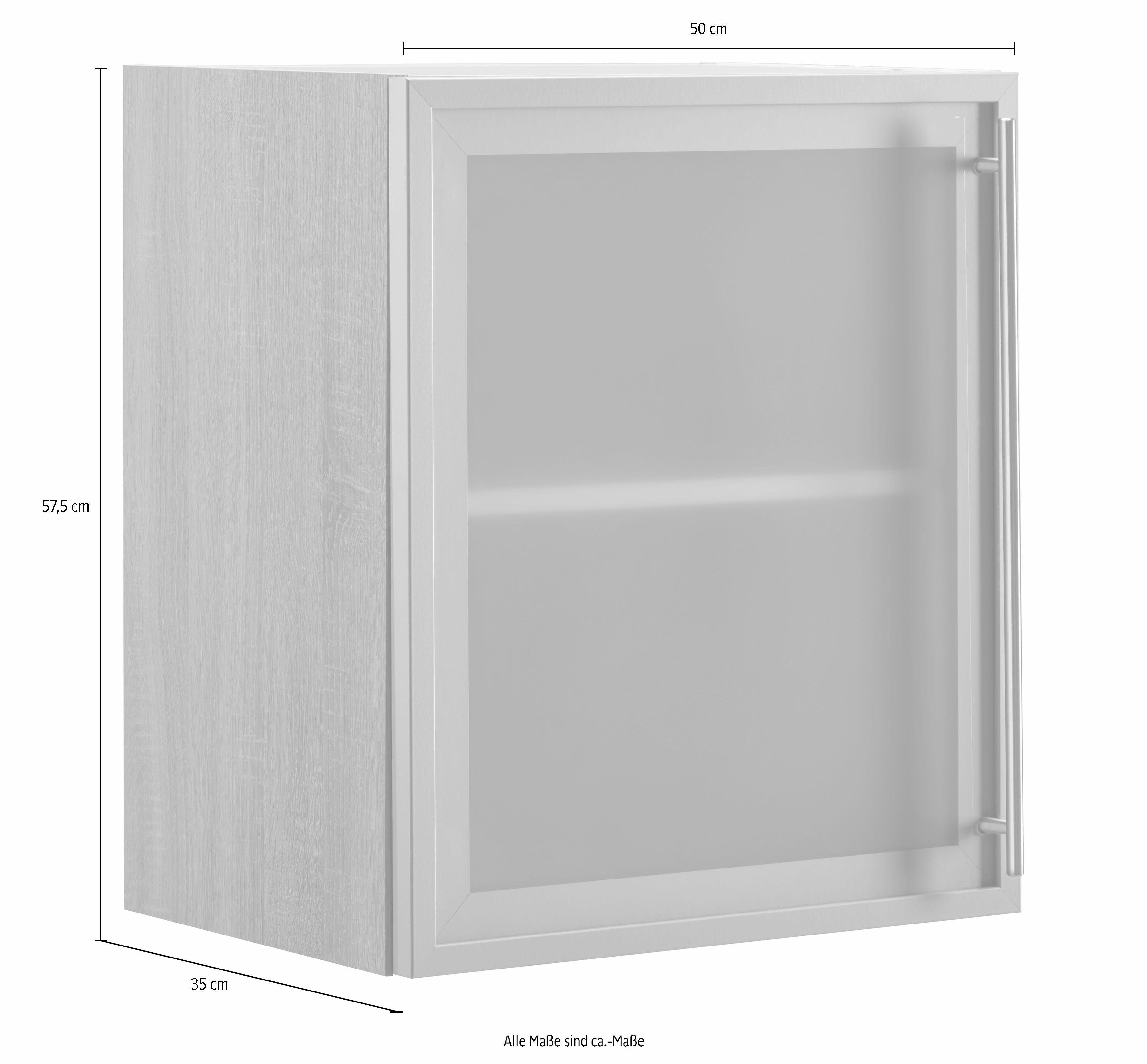OPTIFIT Hangend kastje met glasdeur met glasdeurtje in aluminium-look, breedte 50 cm