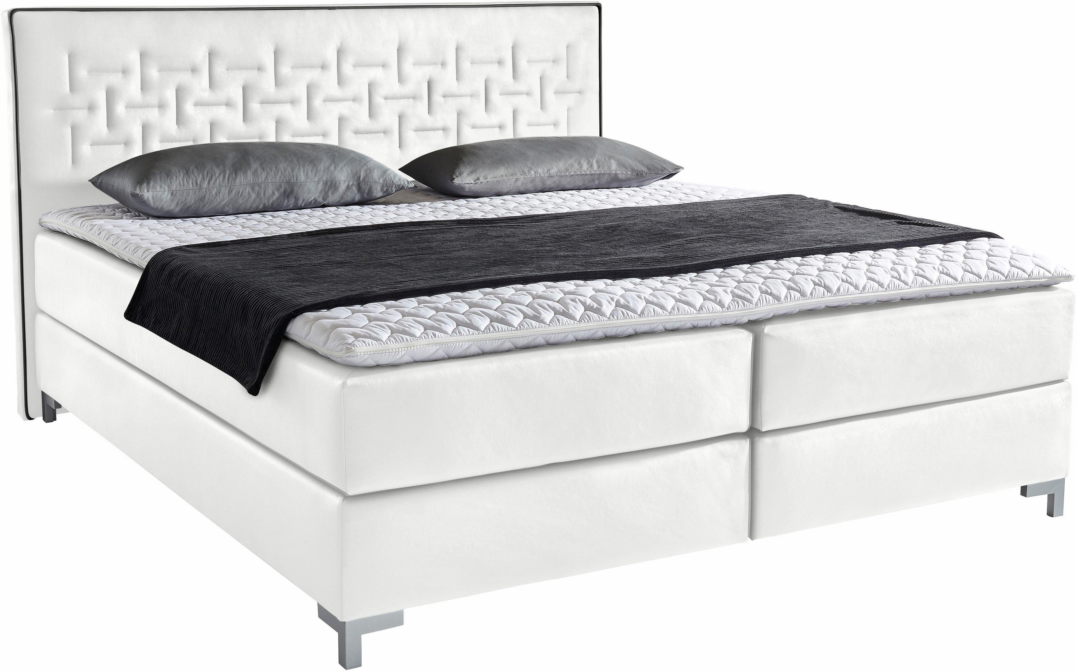 INOSIGN Boxspring Coos met bijzondere stiksels in het hoofdbord, 3 matrassoorten, 2 hardheden