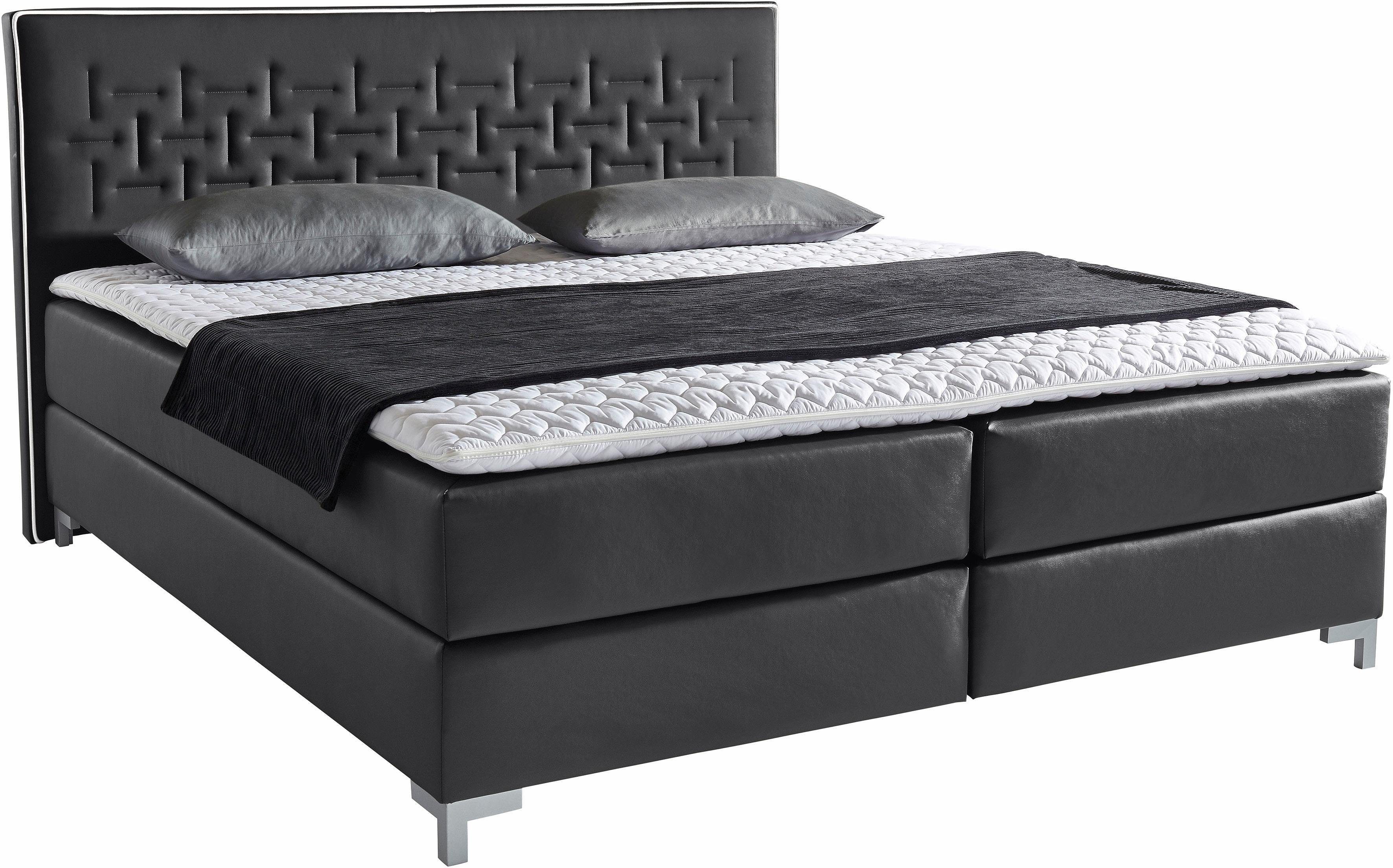 INOSIGN Boxspring Coos met bijzondere stiksels in het hoofdbord, 3 matrassoorten, 2 hardheden