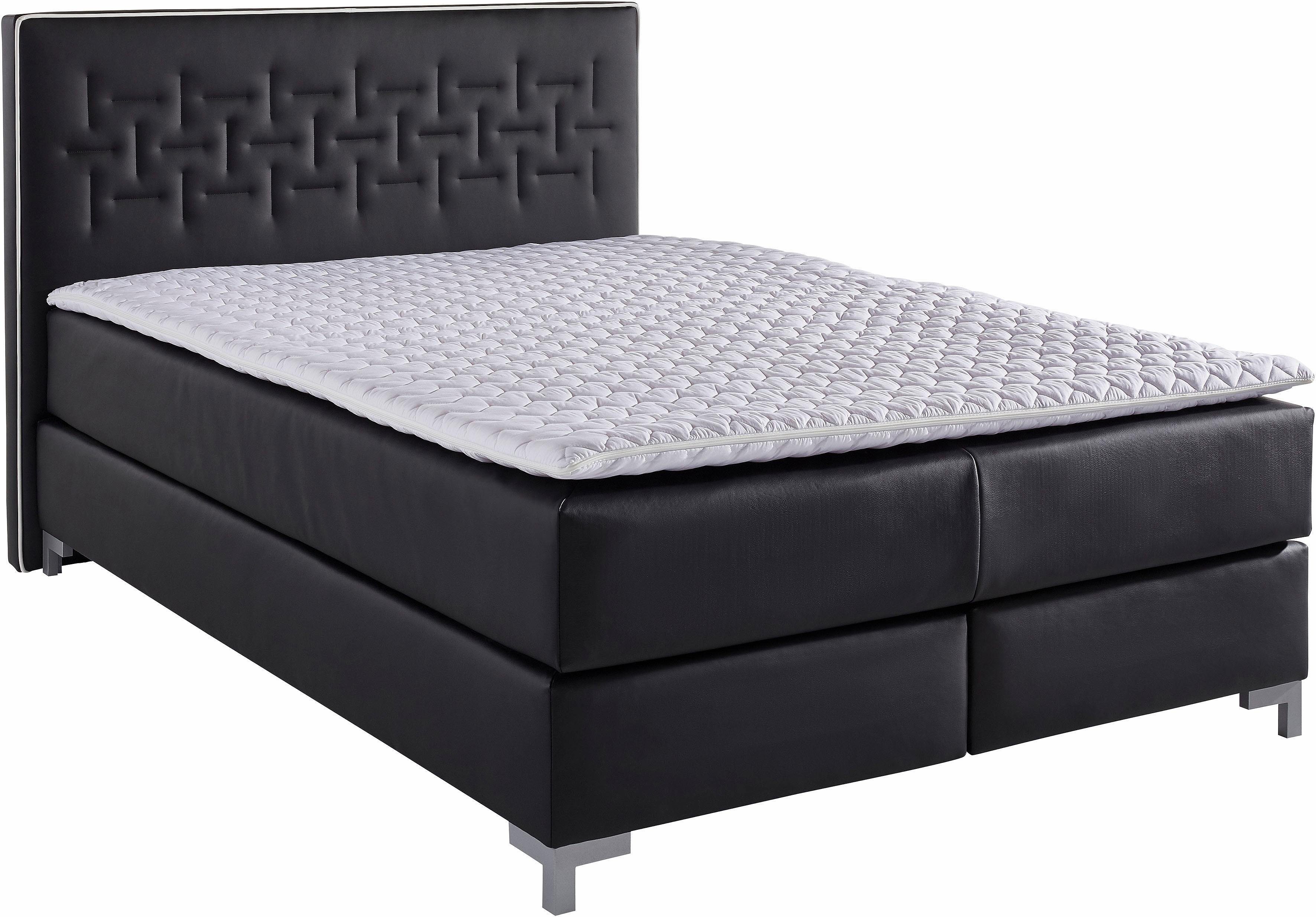 INOSIGN Boxspring Coos met bijzondere stiksels in het hoofdbord, 3 matrassoorten, 2 hardheden