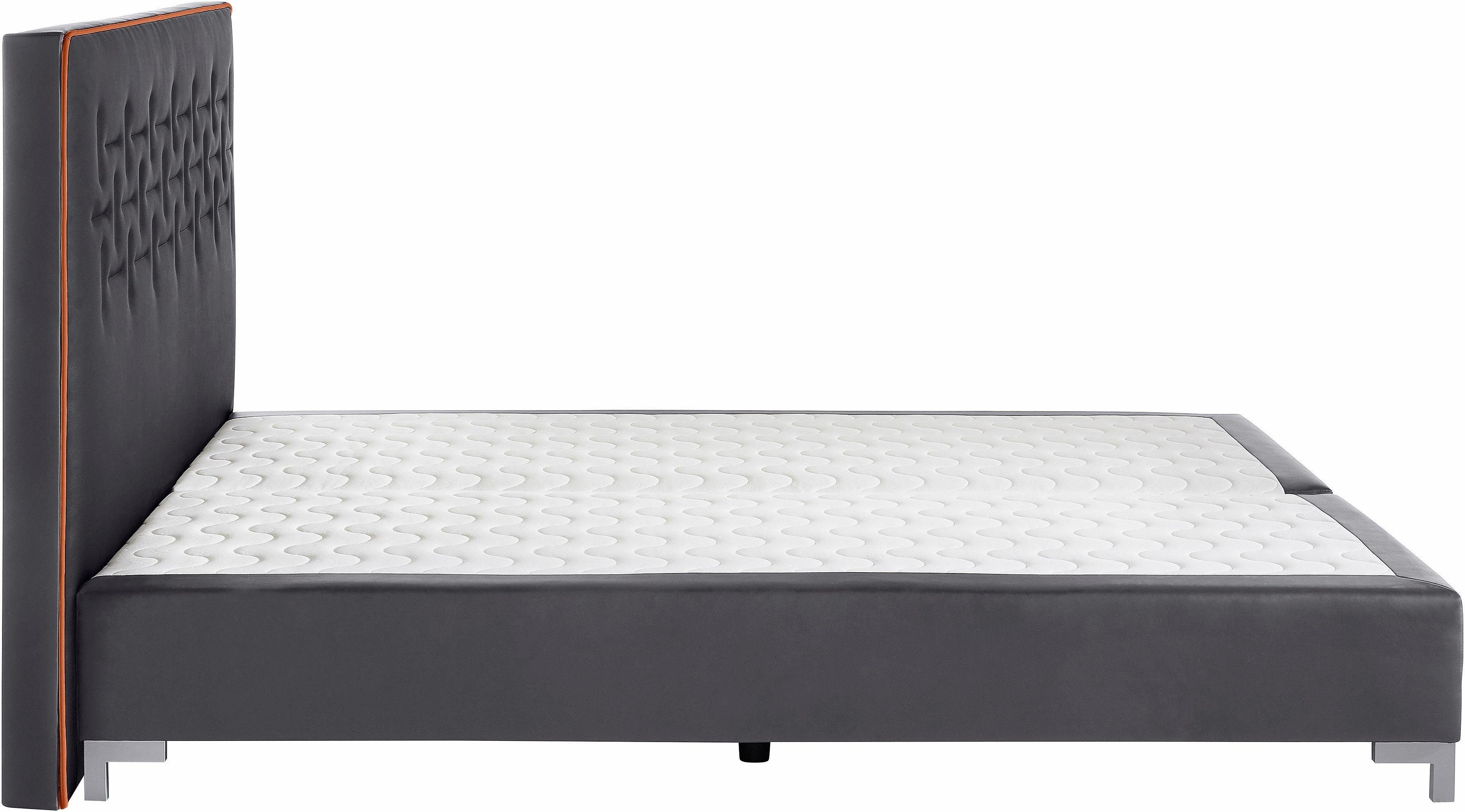 INOSIGN Boxspring Coos met bijzondere stiksels in het hoofdbord, 3 matrassoorten, 2 hardheden