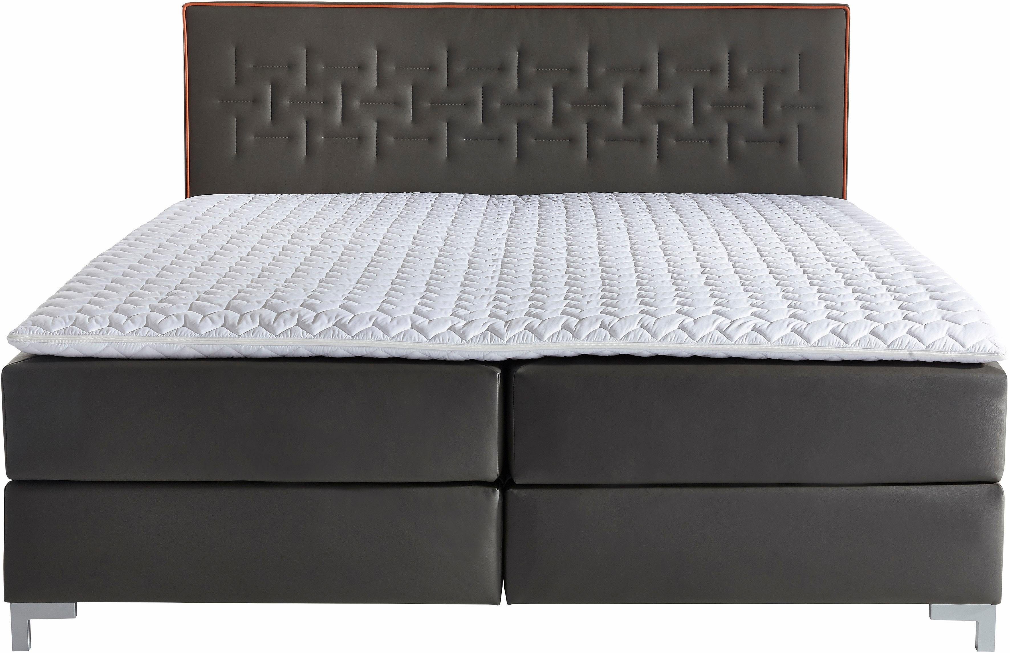 INOSIGN Boxspring Coos met bijzondere stiksels in het hoofdbord, 3 matrassoorten, 2 hardheden