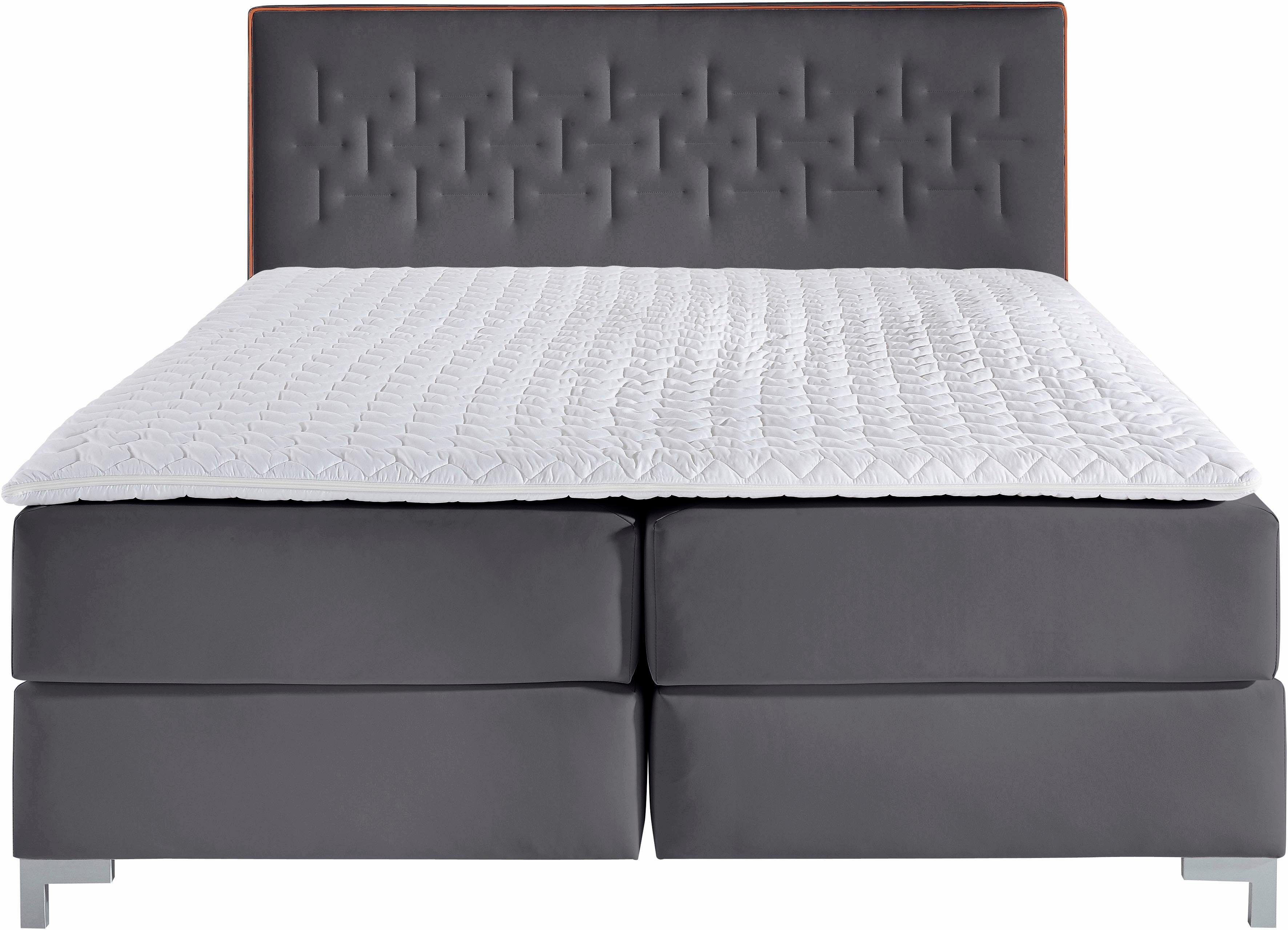 INOSIGN Boxspring Coos met bijzondere stiksels in het hoofdbord, 3 matrassoorten, 2 hardheden